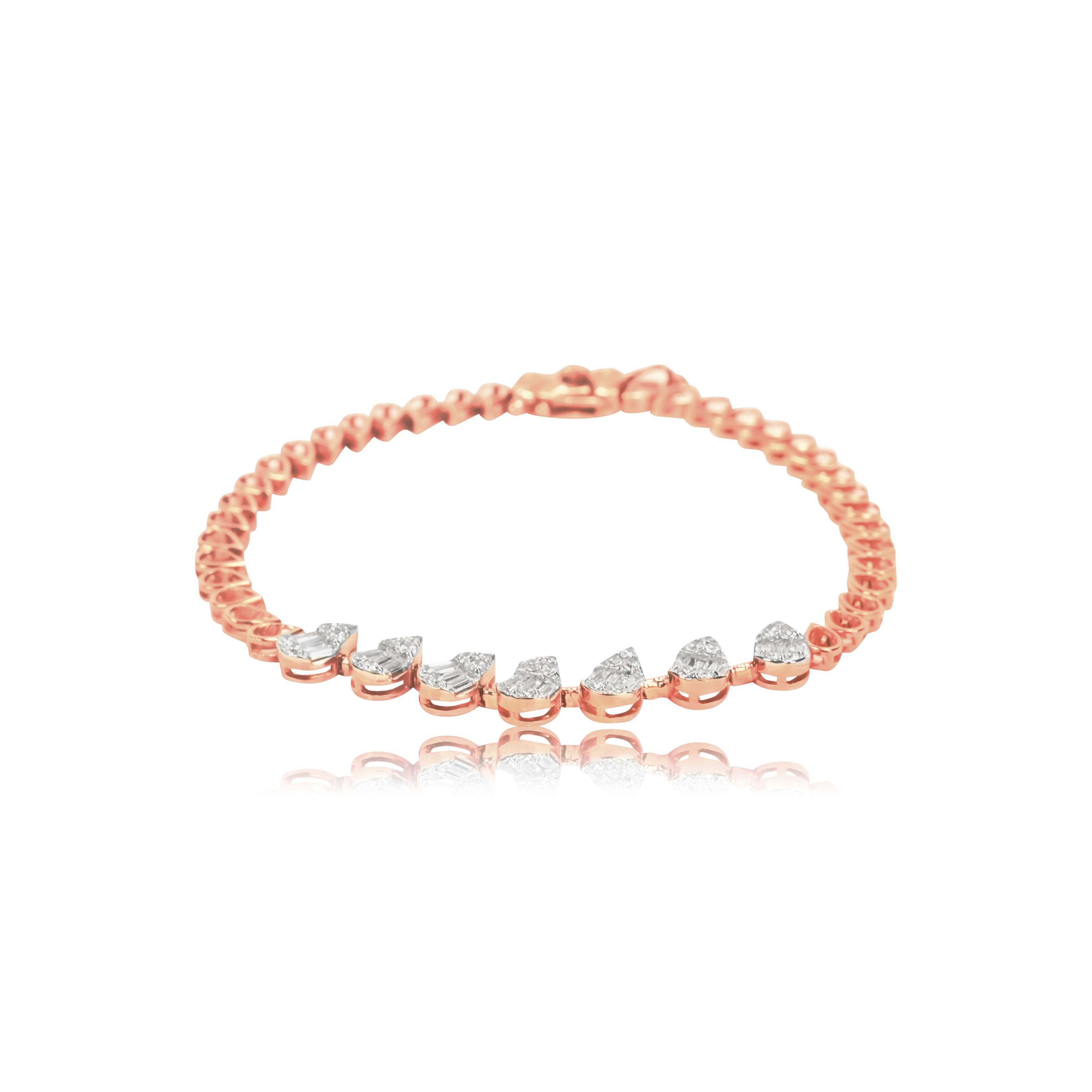 Teardrop Diamond Rose Gold Bracelet - Fine One Jewels