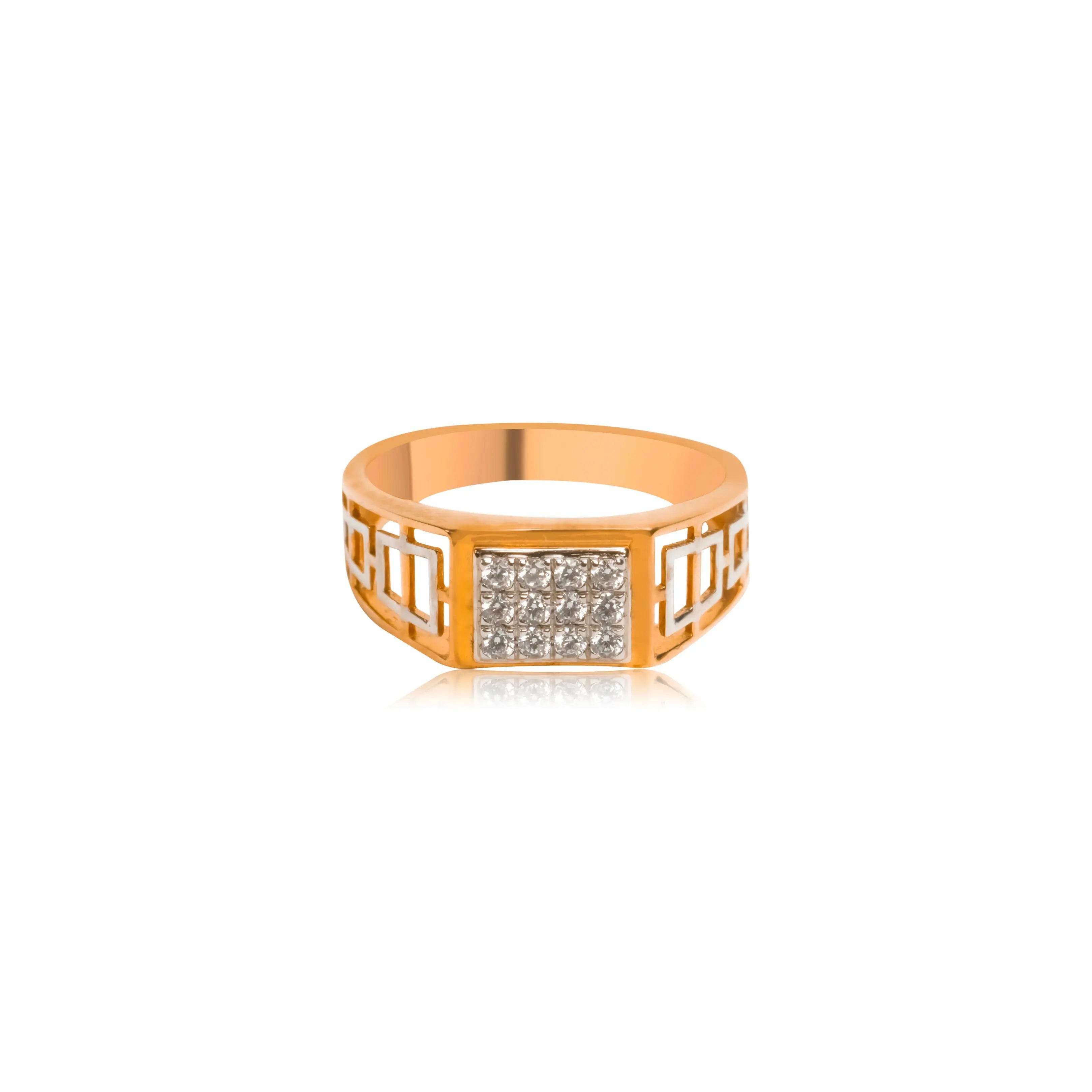 Imperial Grid Men’s Gold Diamond Ring - Fine One Jewels