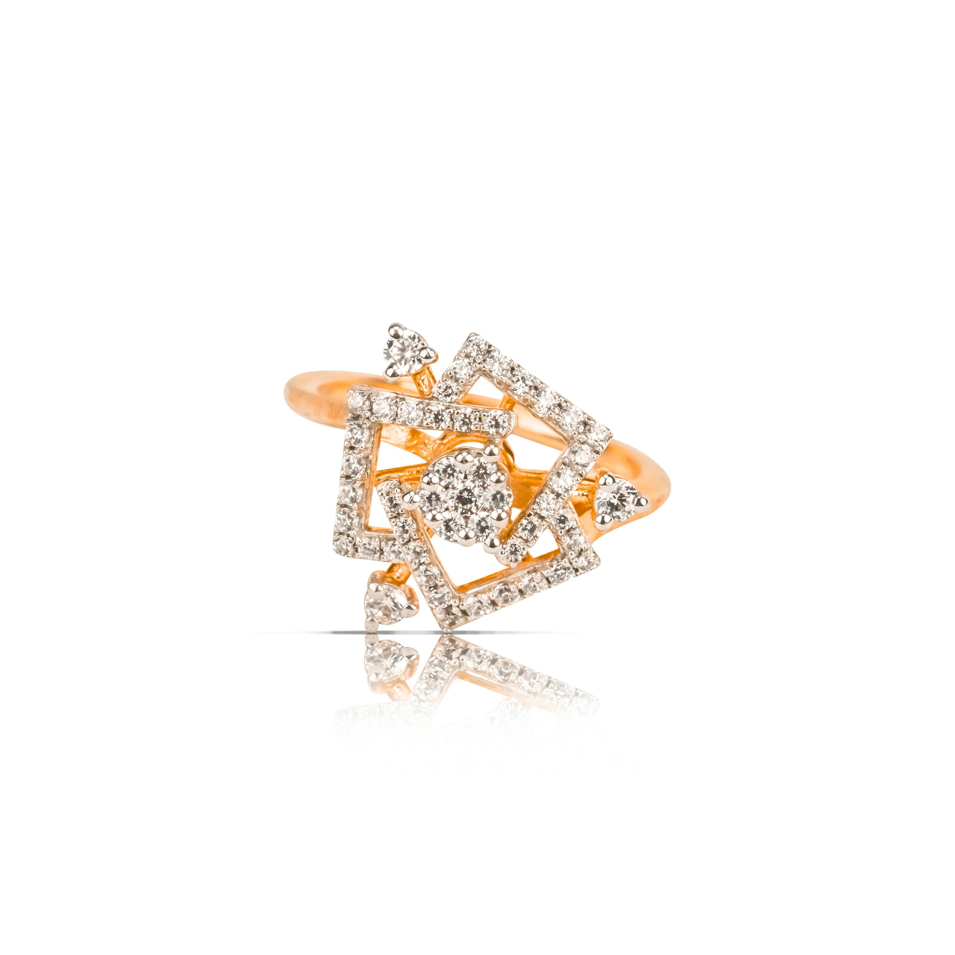 Modern Geometric Diamond Gold Ring - Fine One Jewels