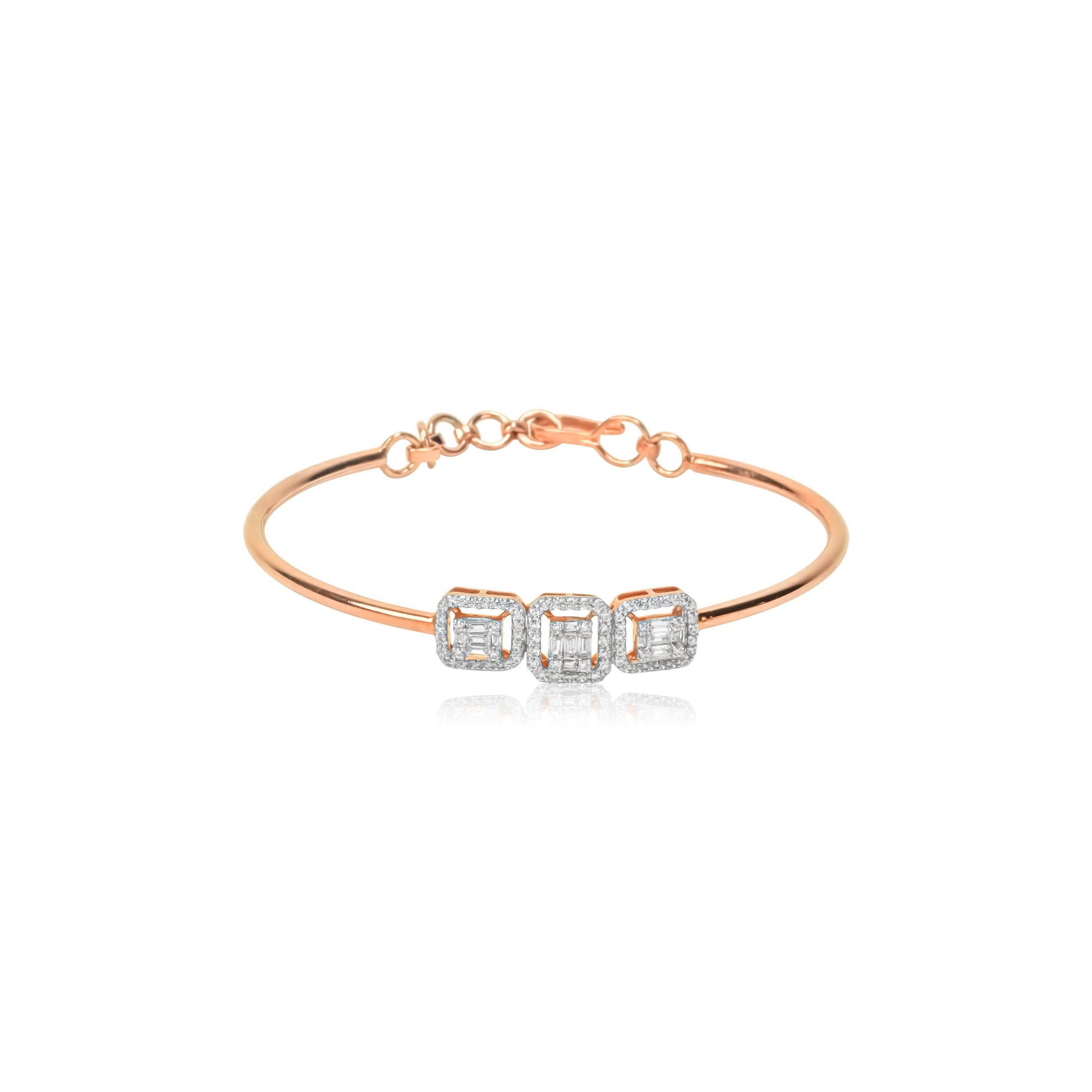 Rose Gold Bracelet with 3 Elegant Diamonds - Fine One Jewels
