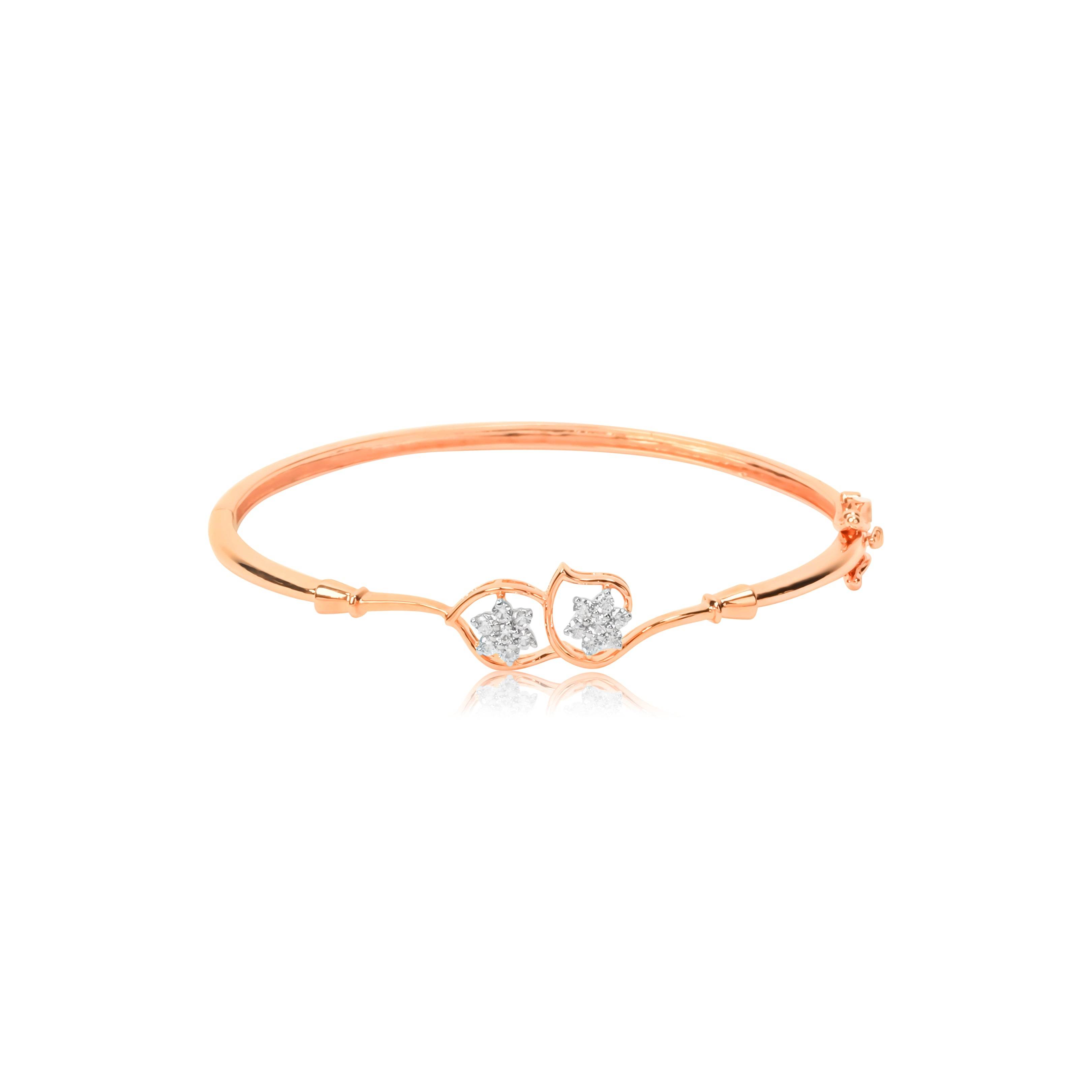 Rose Gold Floral Kada Bracelet for Women - Fine One Jewels