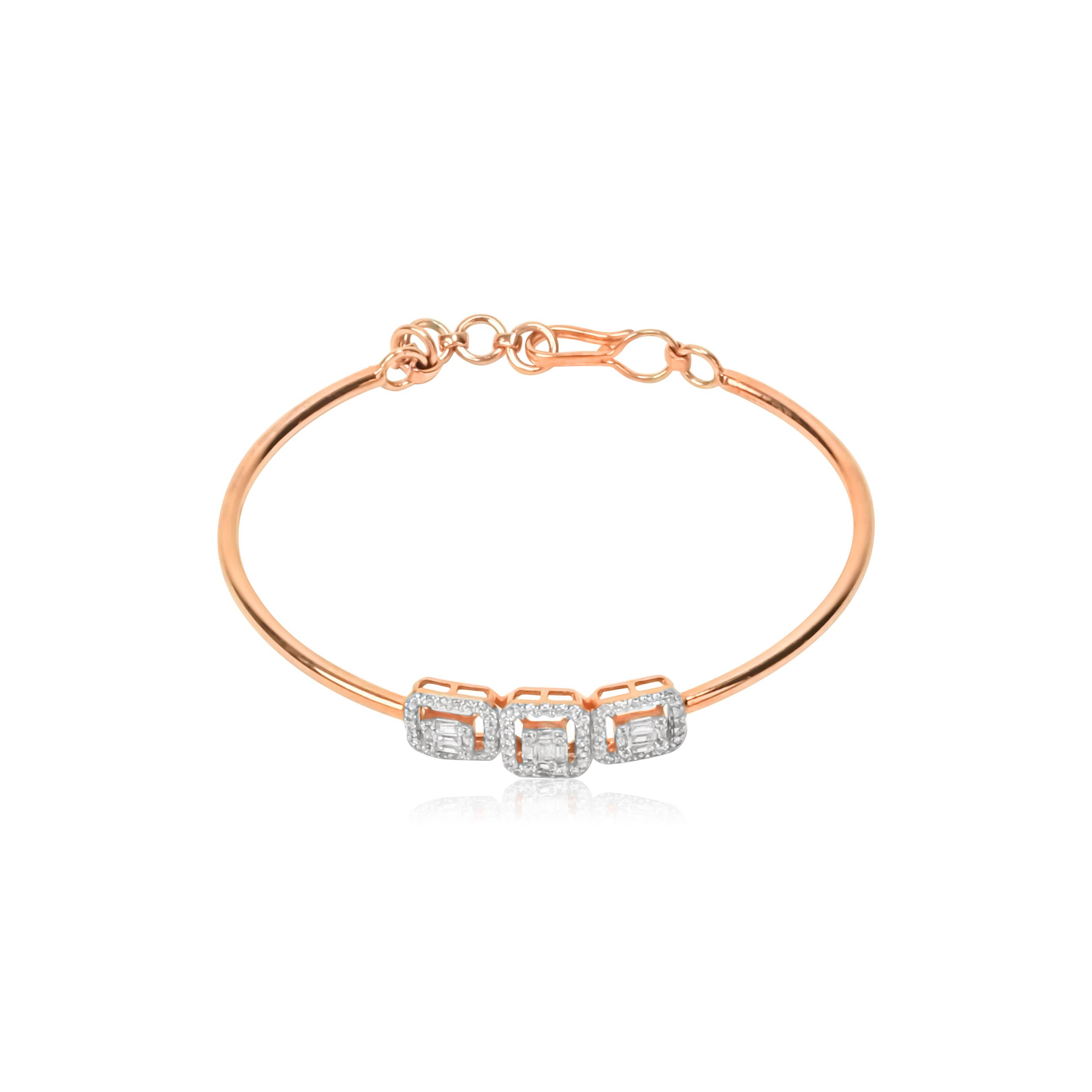 Rose Gold Bracelet with 3 Elegant Diamonds - Fine One Jewels