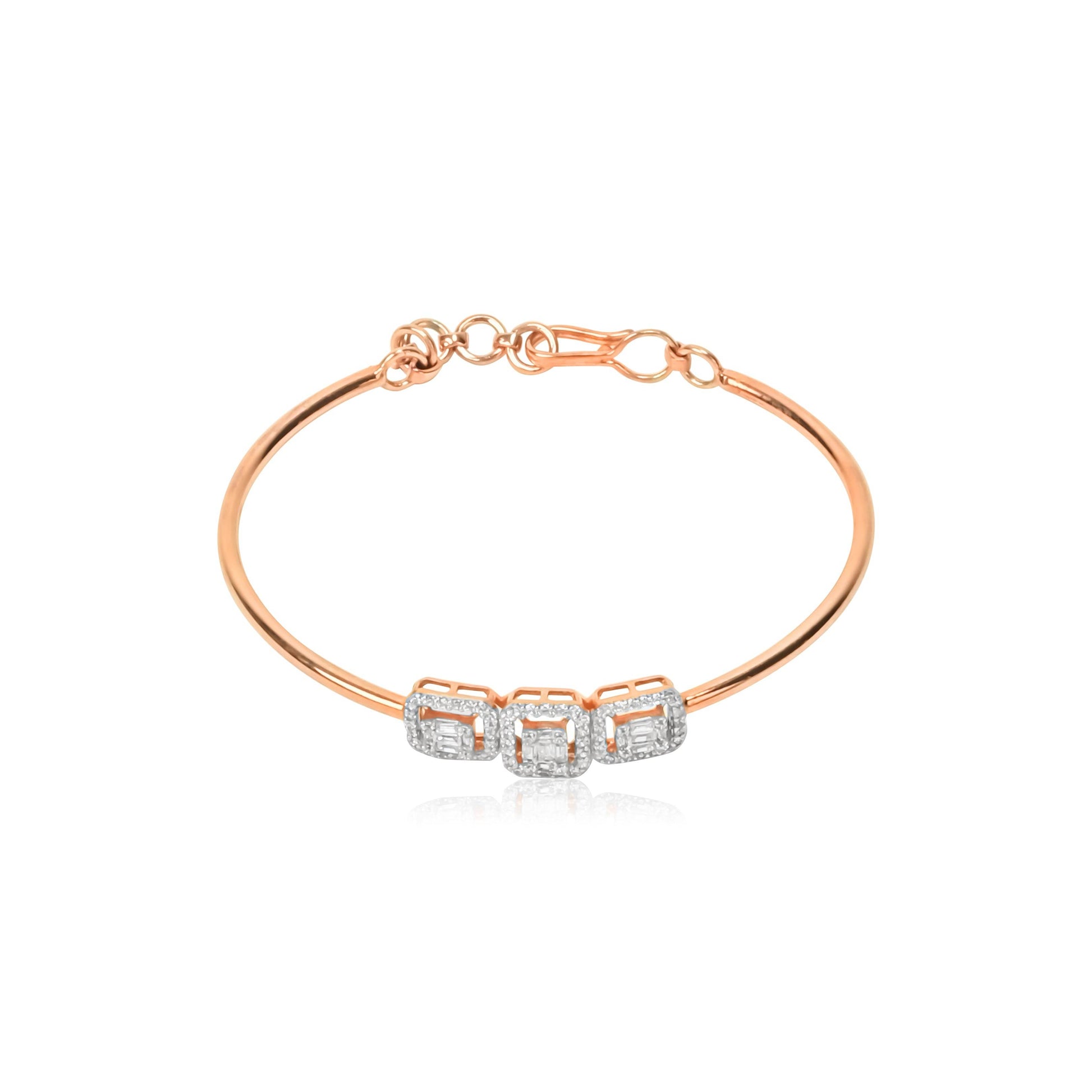 Rose Gold Bracelet with 3 Elegant Diamonds - Fine One Jewels