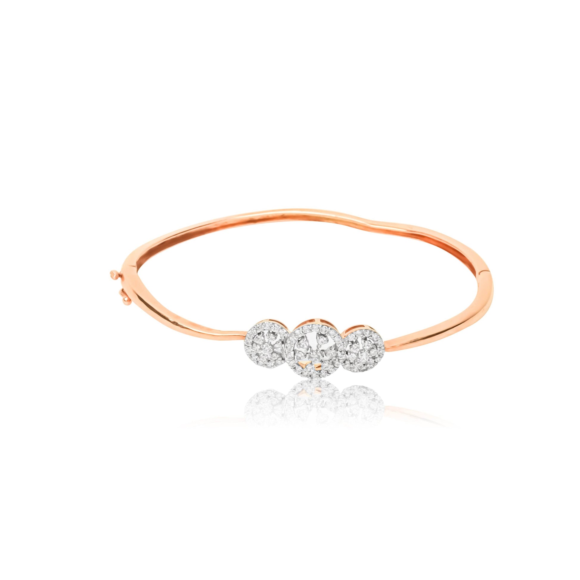 Rose Gold Triple Diamonds Kada for Women - Fine One Jewels