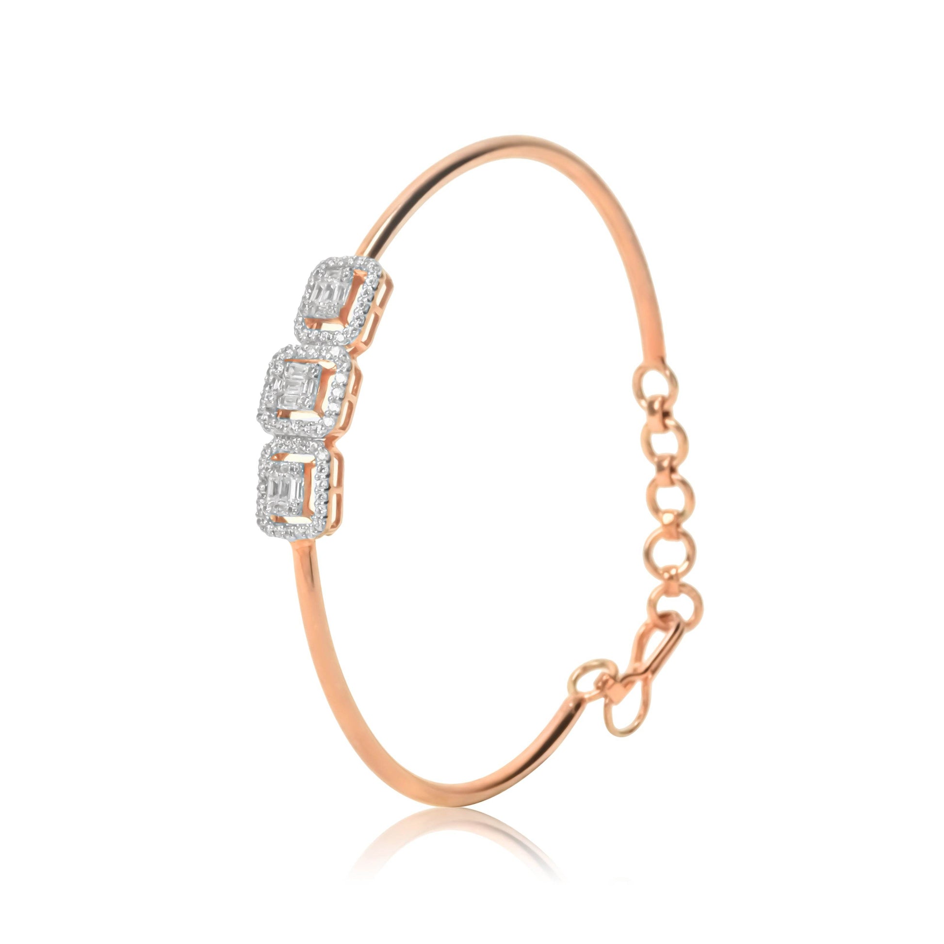 Rose Gold Bracelet with 3 Elegant Diamonds - Fine One Jewels