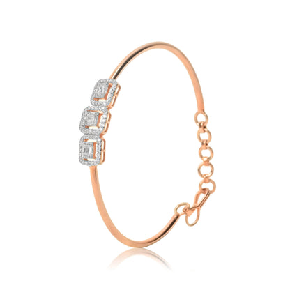 Rose Gold Bracelet with 3 Elegant Diamonds - Fine One Jewels
