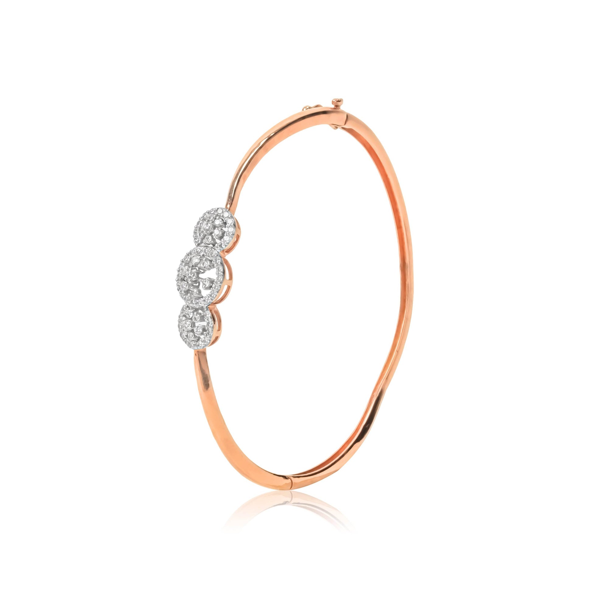 Rose Gold Triple Diamonds Kada for Women - Fine One Jewels