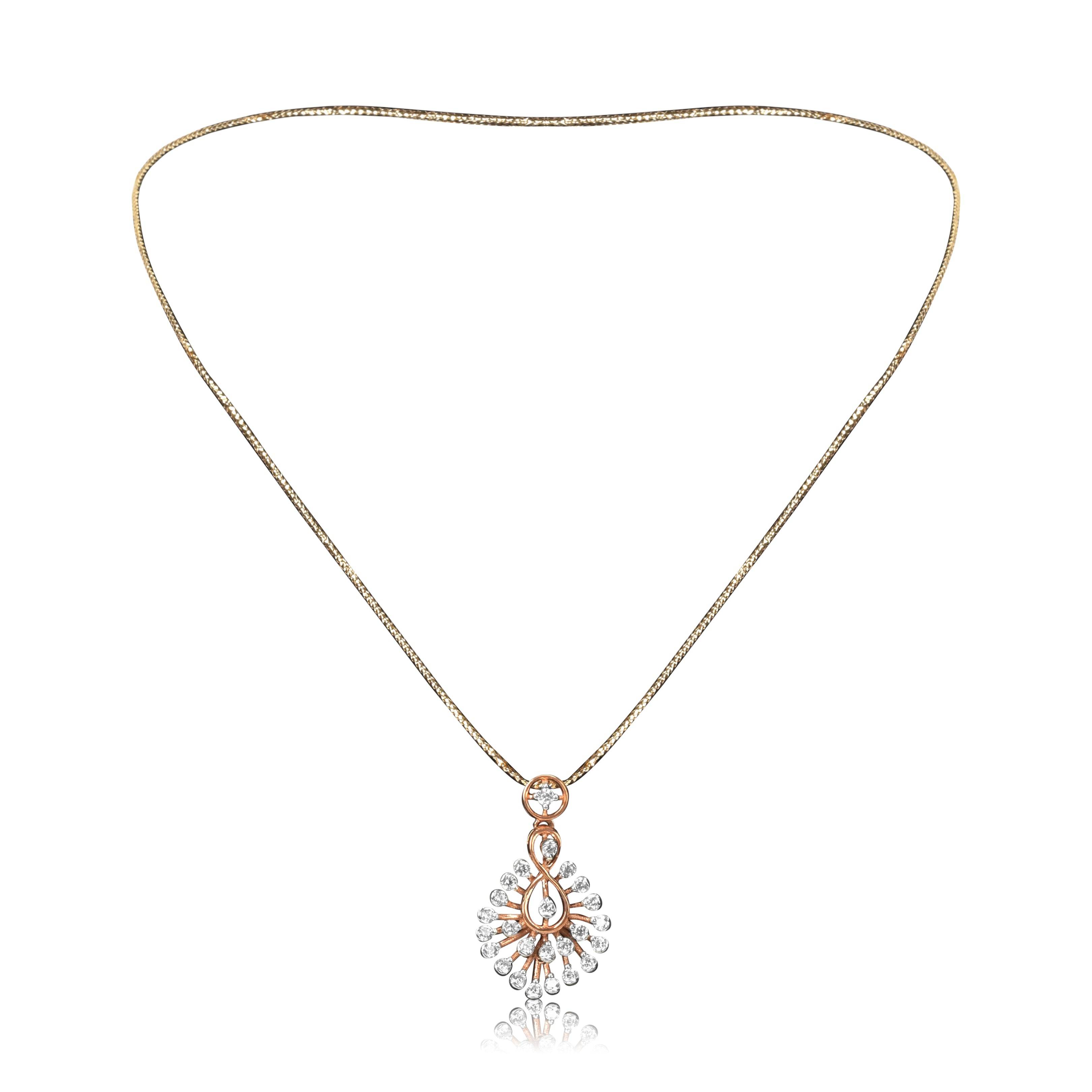 Teardrop Gold Necklace Set with Pure Diamond - Fine One Jewels