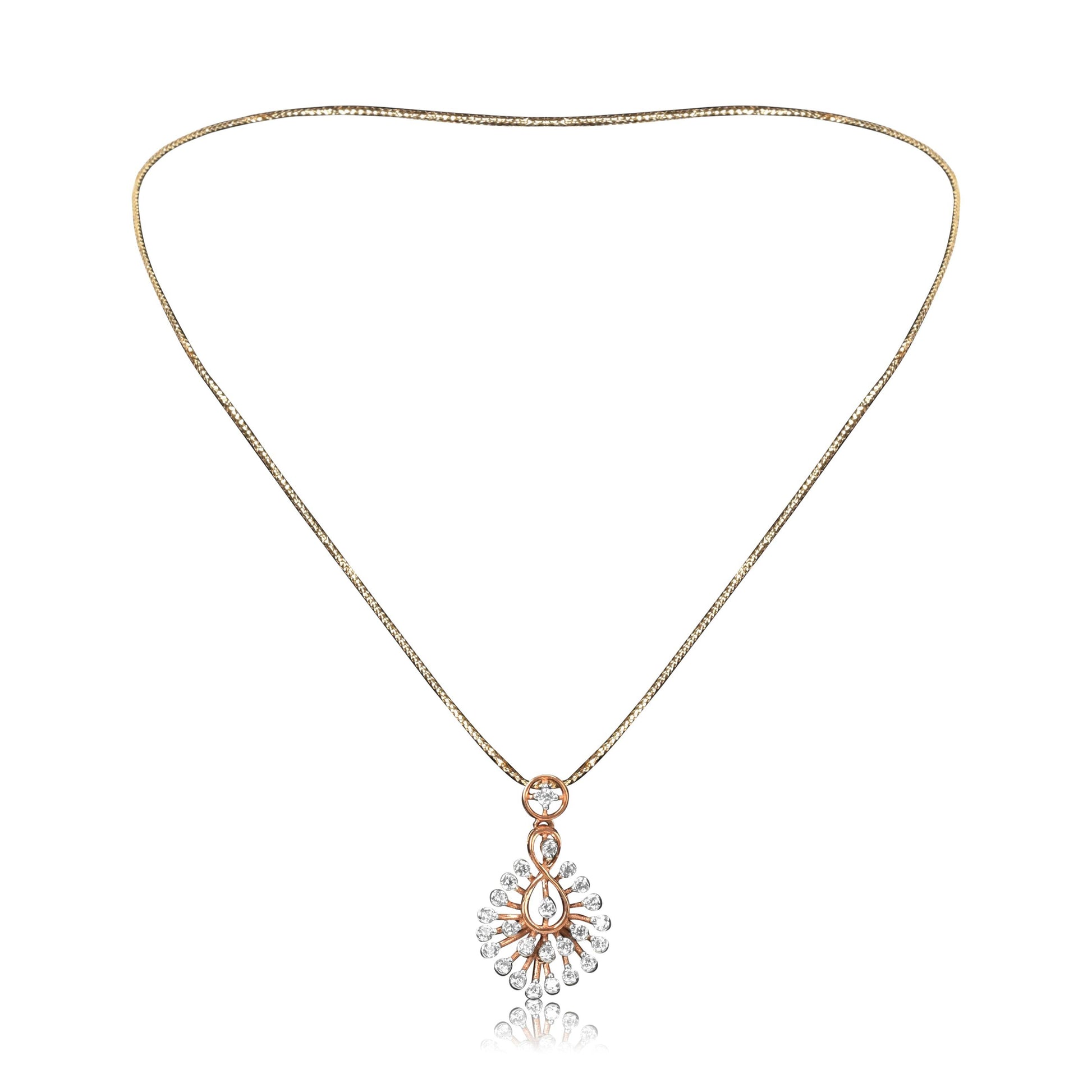 Teardrop Gold Necklace Set with Pure Diamond - Fine One Jewels