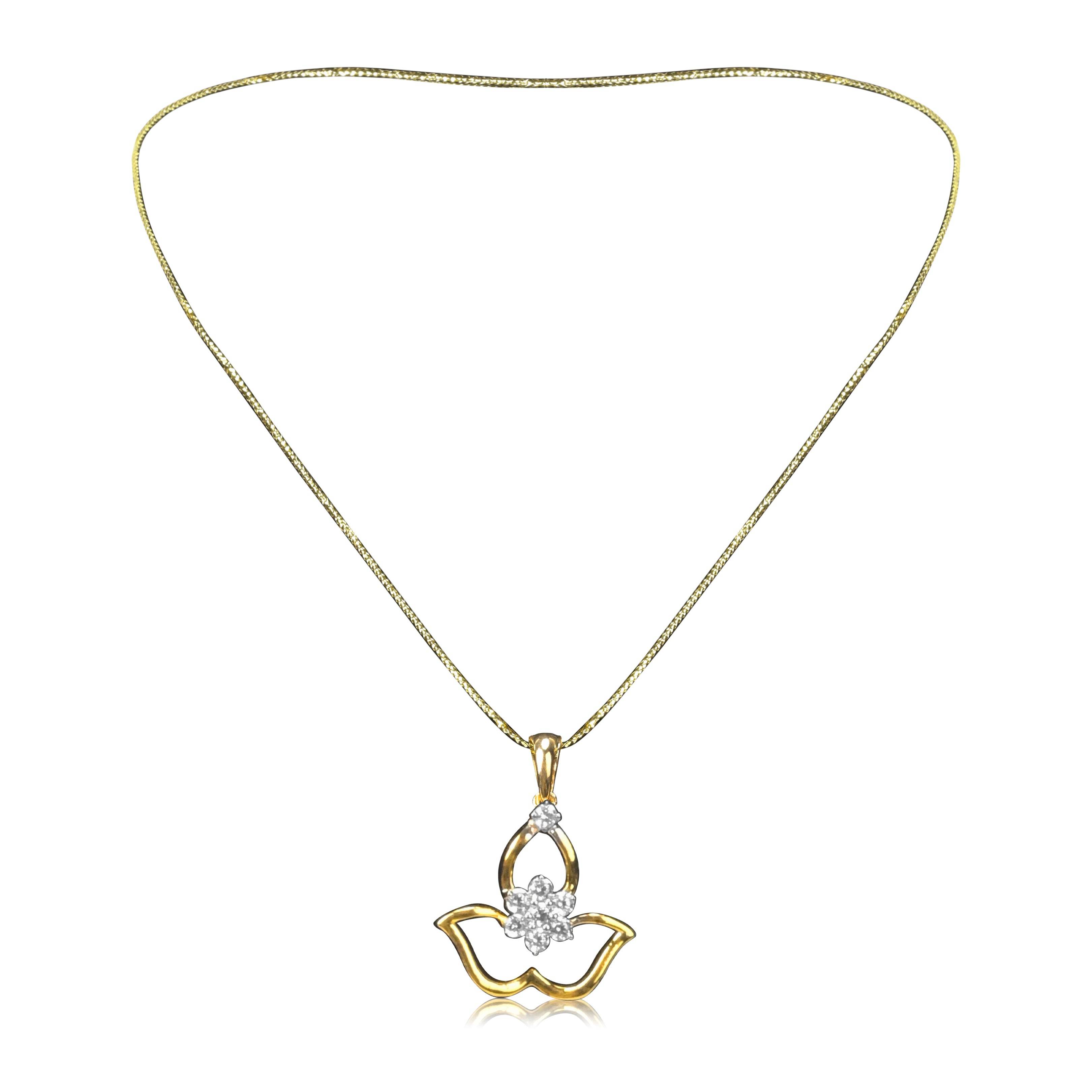 Lotus Design Gold Necklace with Aesthetic Diamond - Fine One Jewels