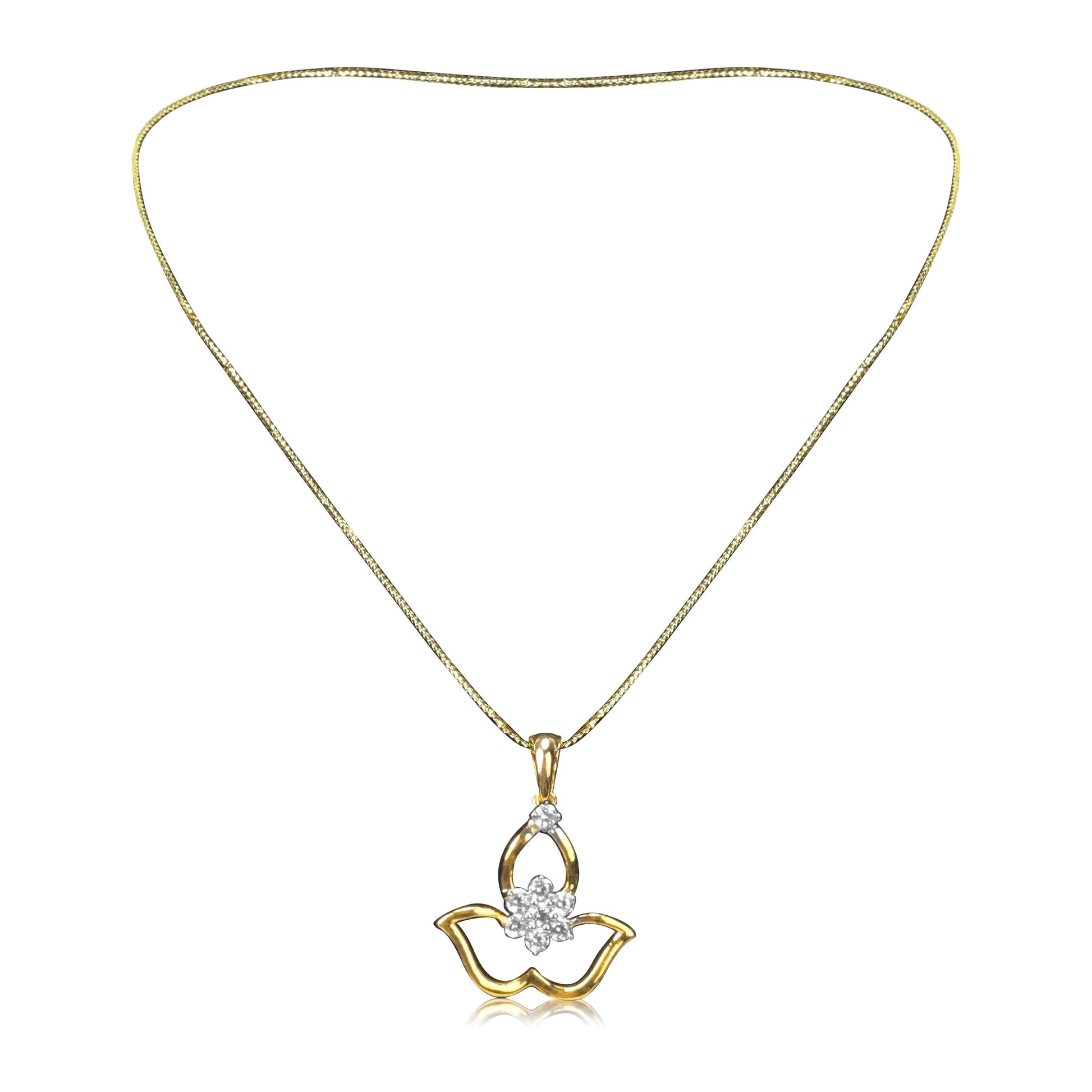 Lotus Design Gold Necklace with Aesthetic Diamond - Fine One Jewels