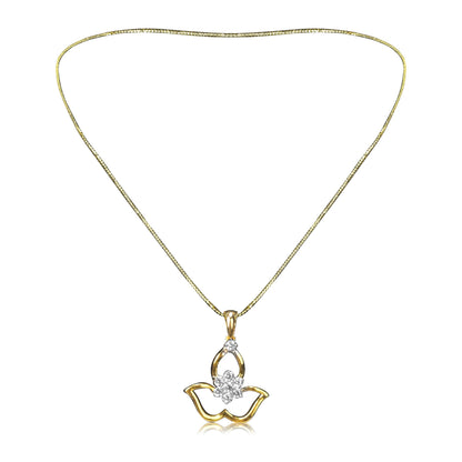 Lotus Design Gold Necklace with Aesthetic Diamond - Fine One Jewels