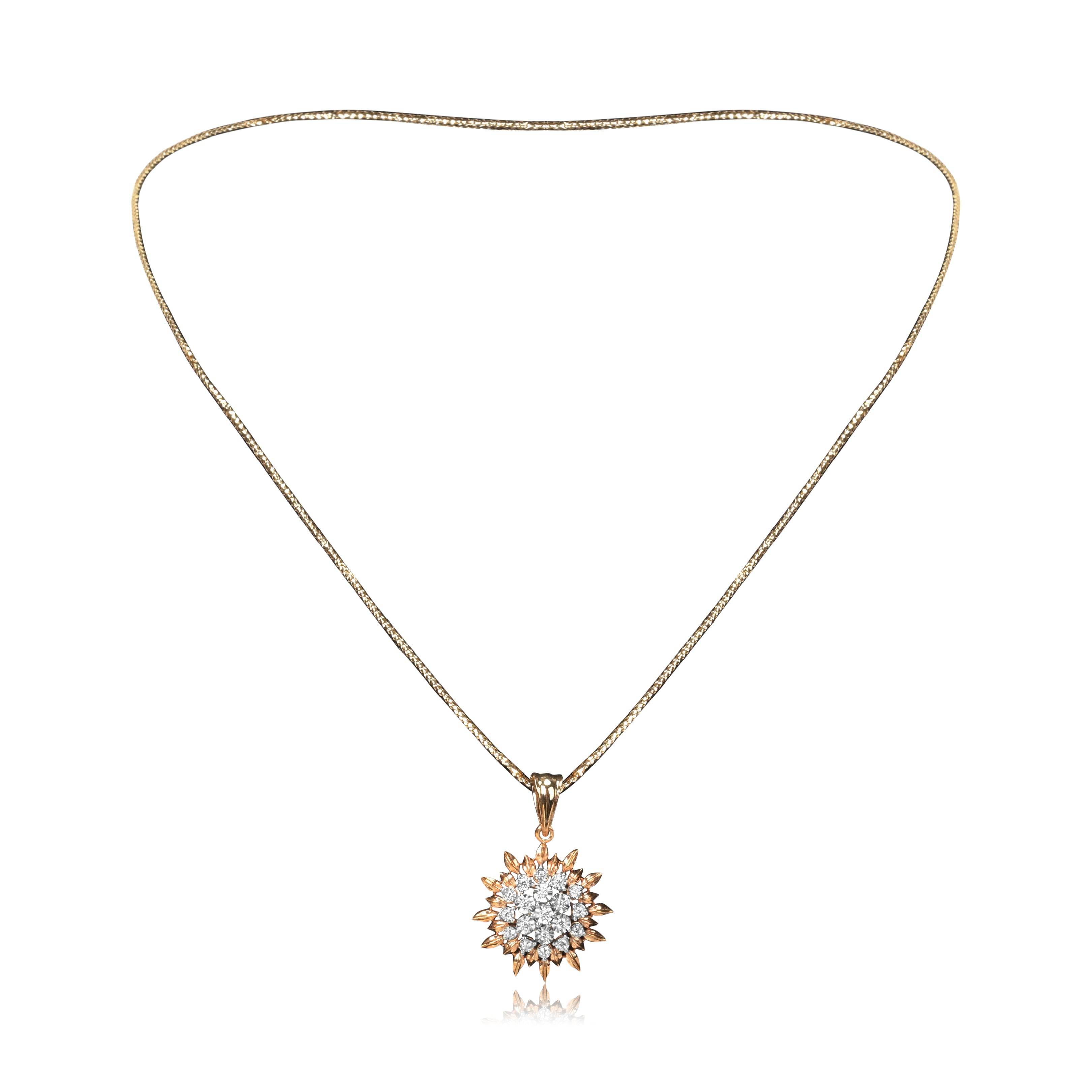 Floral Gold Necklace Set with Diamond Stones - Fine One Jewels