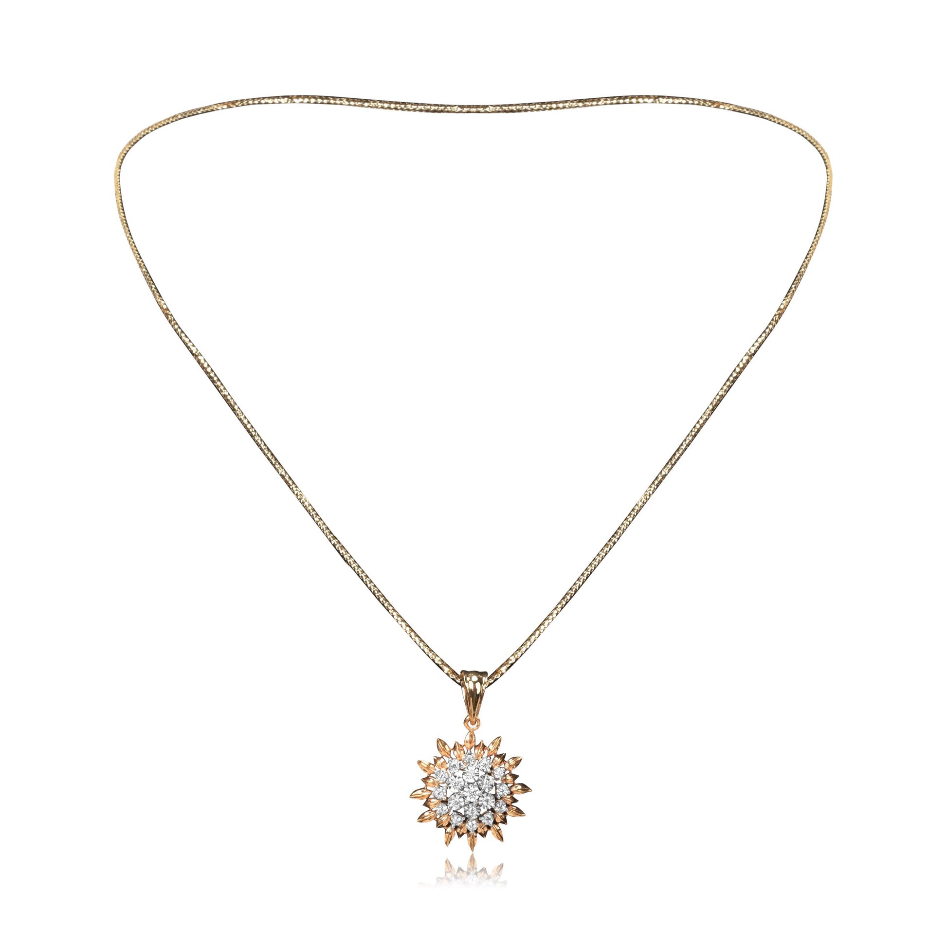 Floral Gold Necklace Set with Diamond Stones - Fine One Jewels