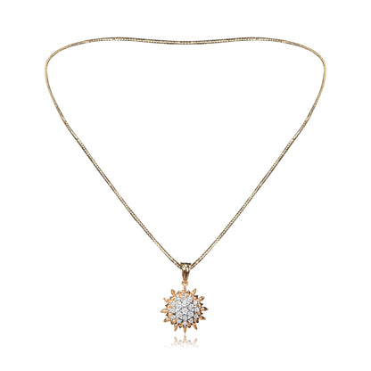 Floral Gold Necklace Set with Diamond Stones - Fine One Jewels
