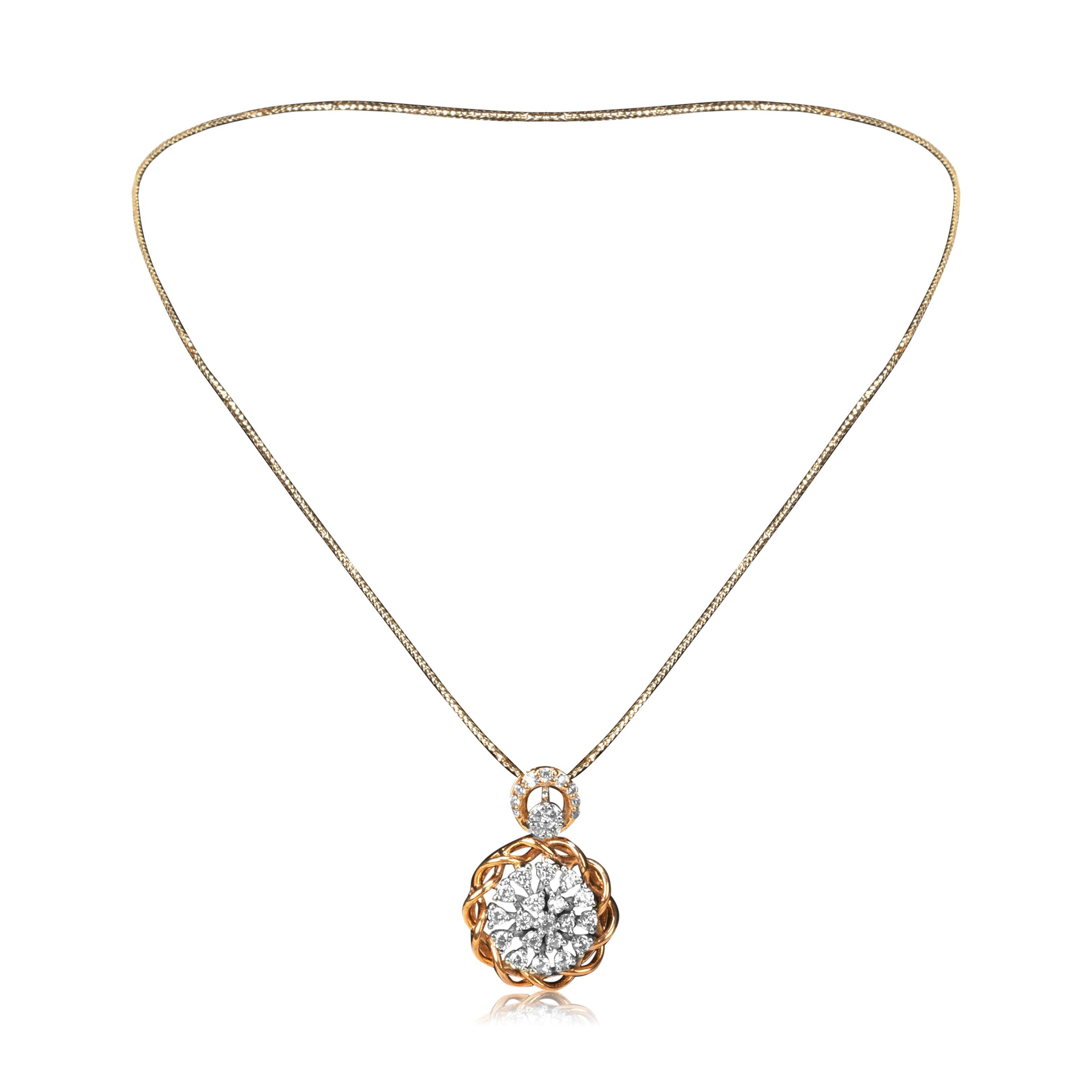 Rose Gold Diamond Pendant Earrings Set - Fine One Jewels