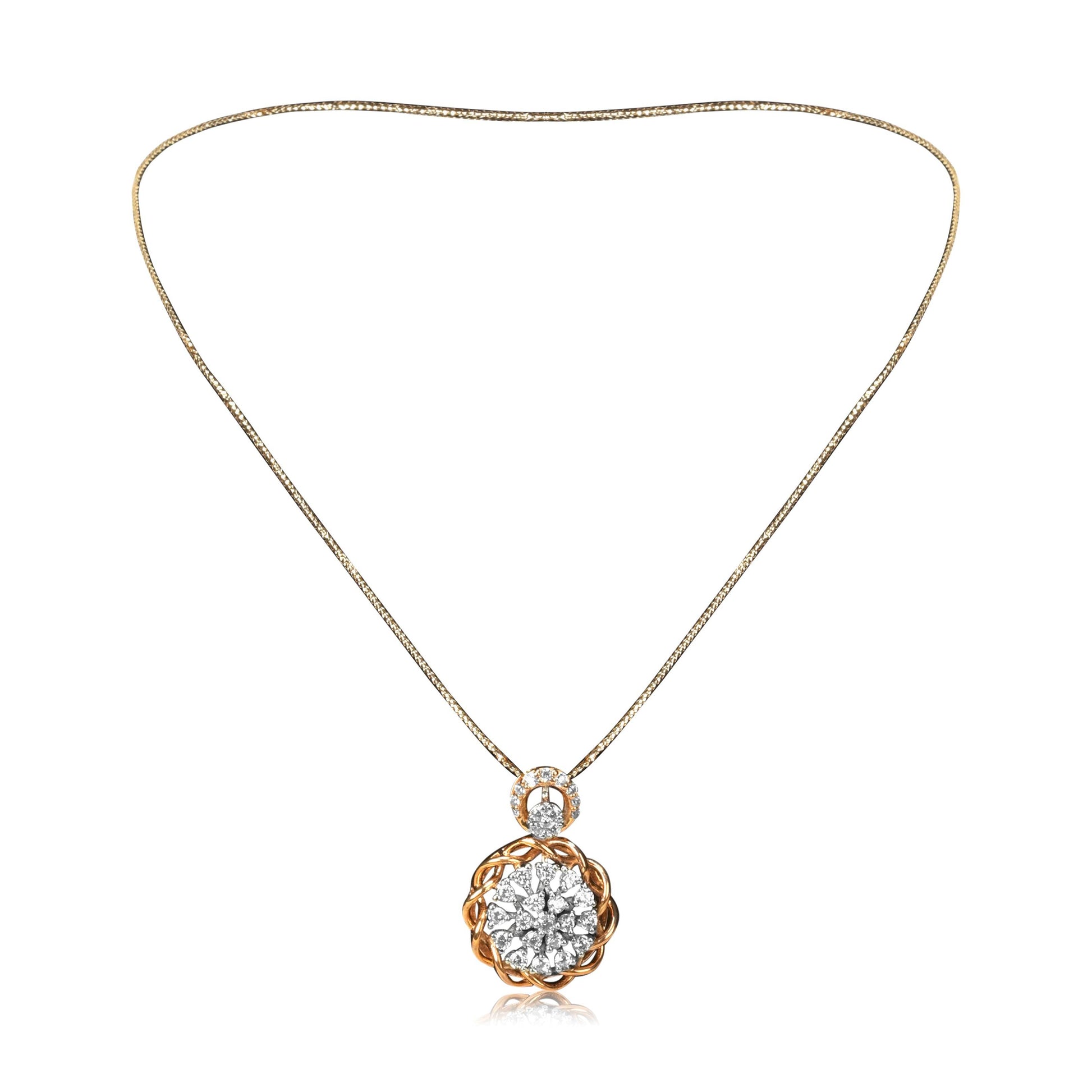 Rose Gold Diamond Pendant Earrings Set - Fine One Jewels