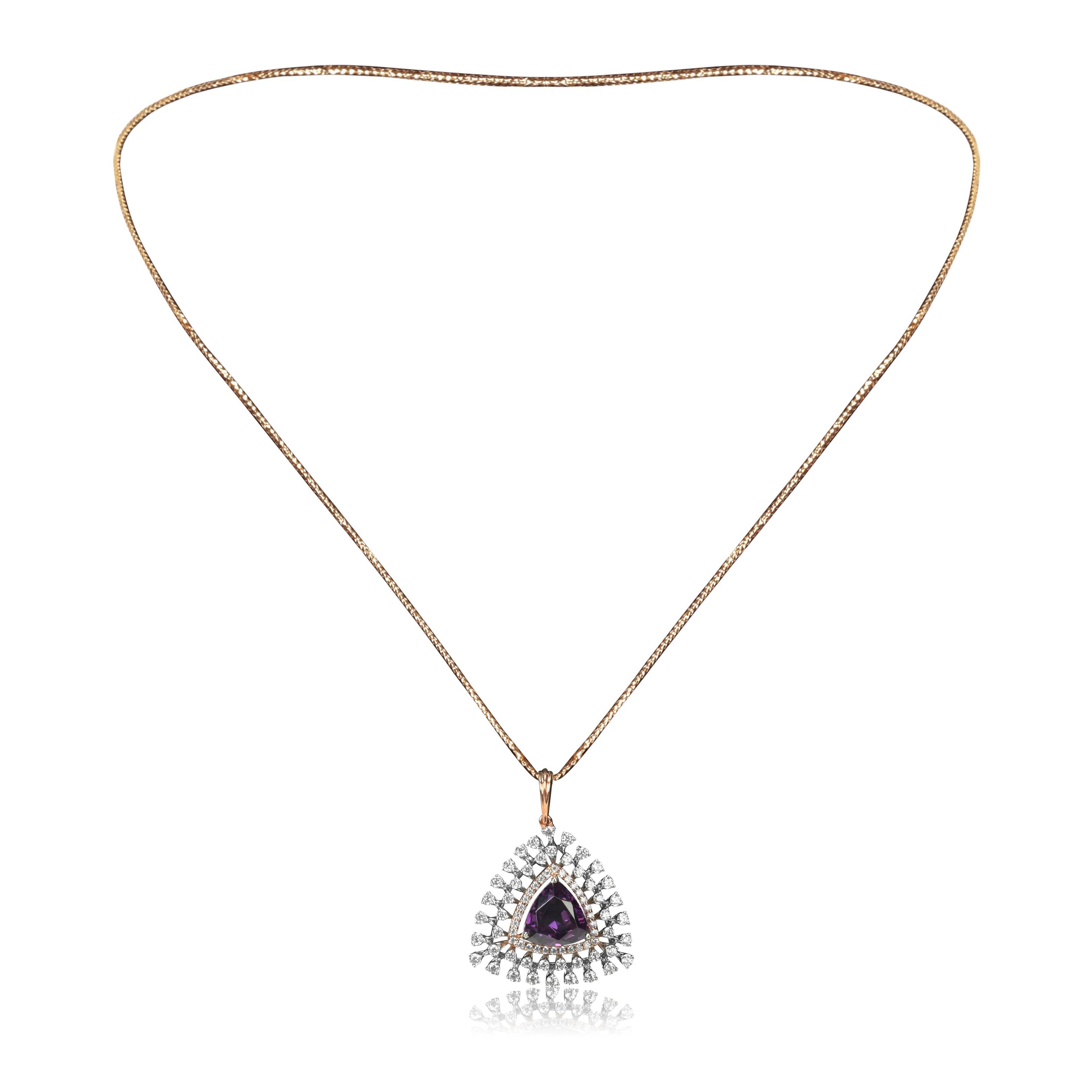 Triangle Purple Stone Gold Necklace Set for Women - Fine One Jewels