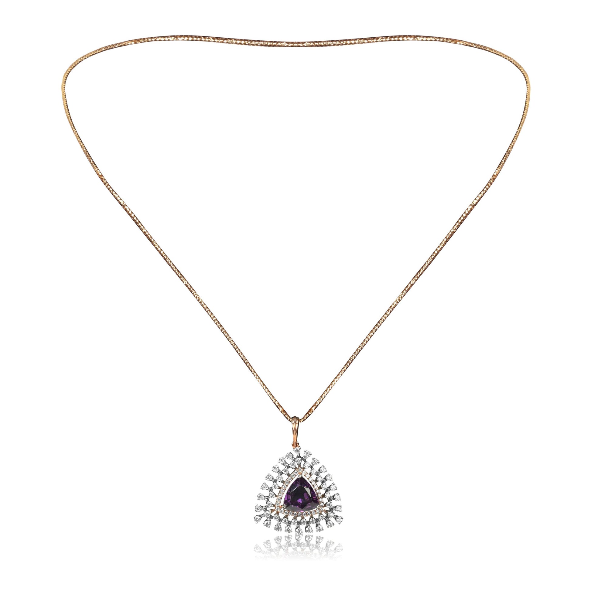 Triangle Purple Stone Gold Necklace Set for Women - Fine One Jewels