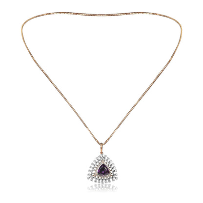 Triangle Purple Stone Gold Necklace Set for Women - Fine One Jewels
