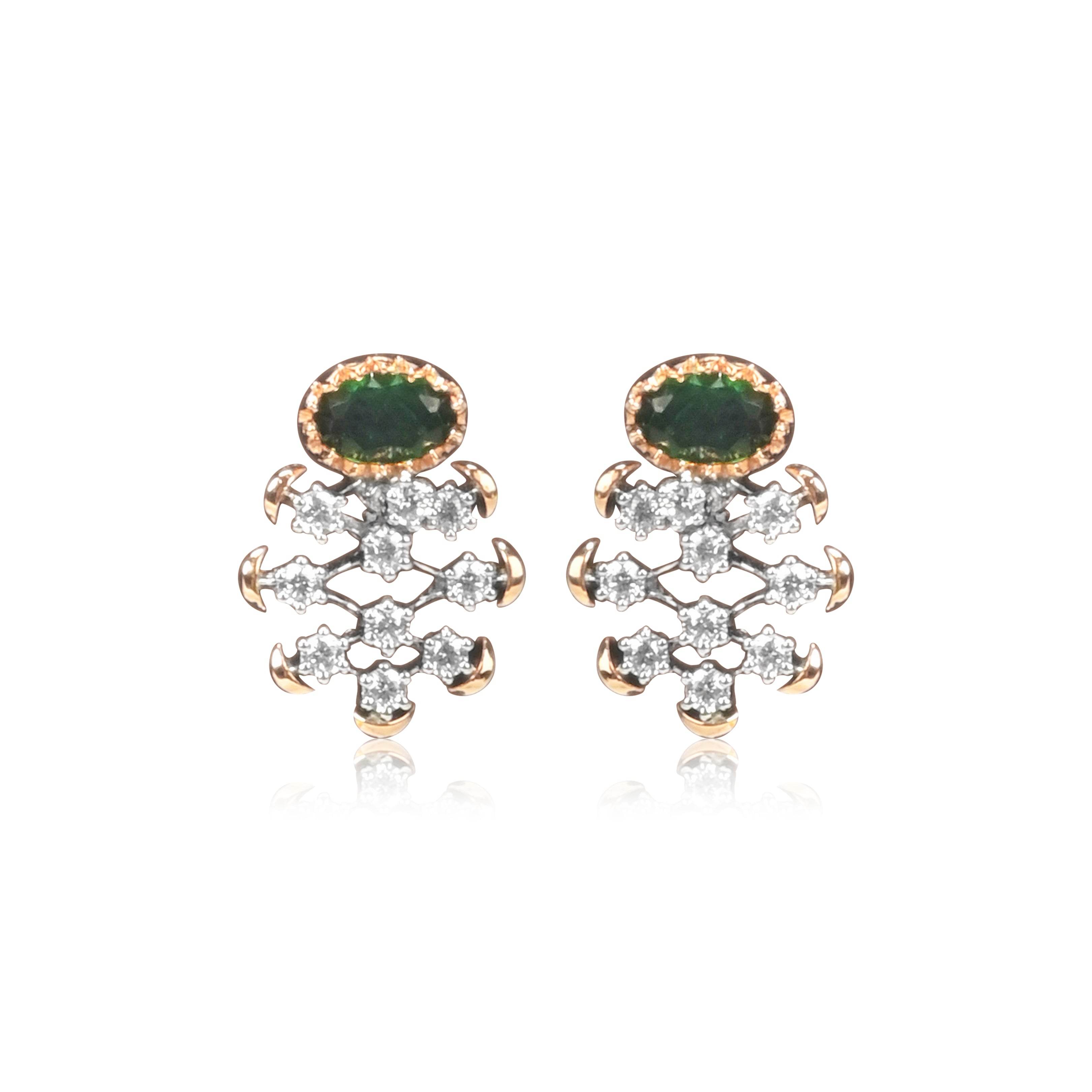 Gold Finish Emerald Stone Necklace Set - Fine One Jewels