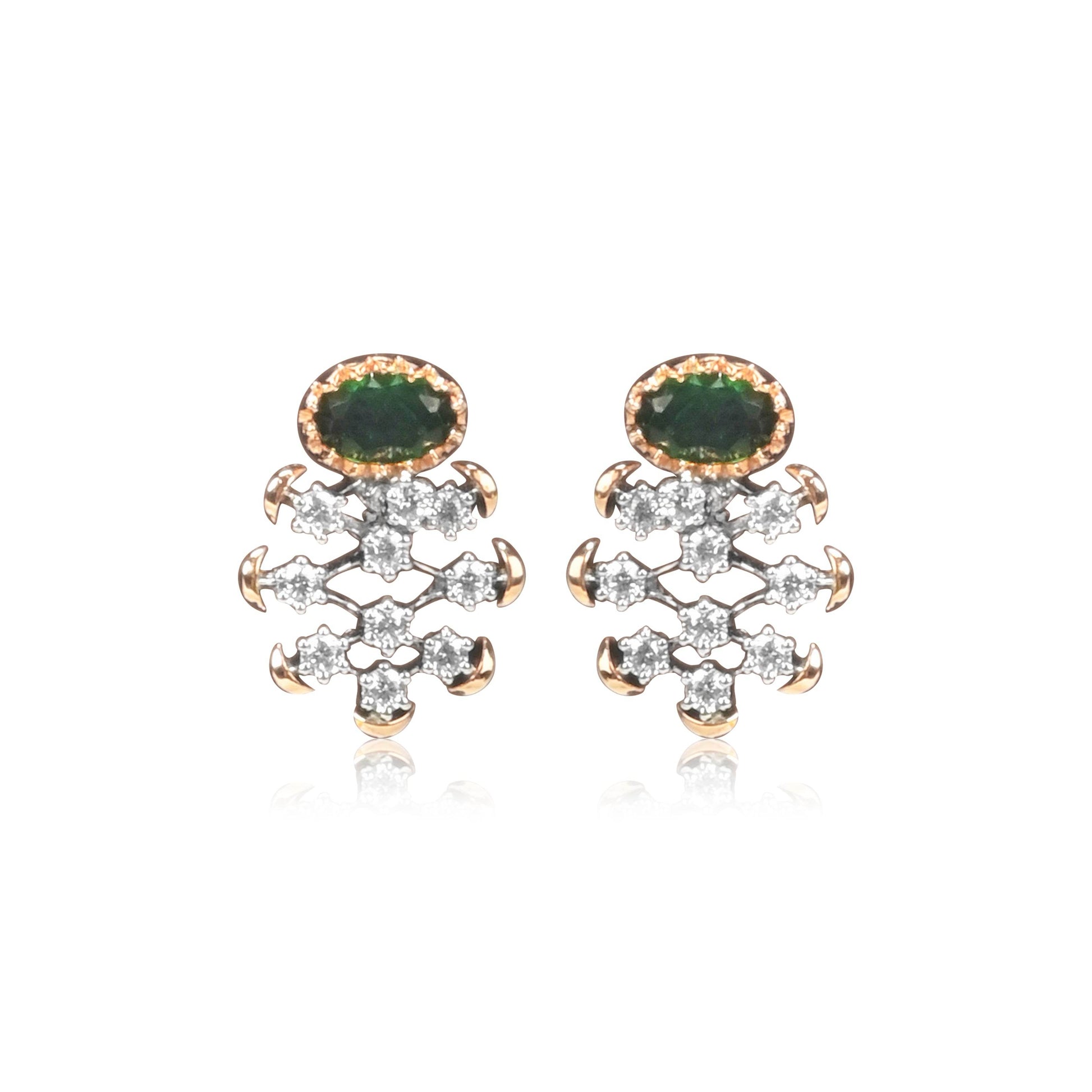 Gold Finish Emerald Stone Necklace Set - Fine One Jewels