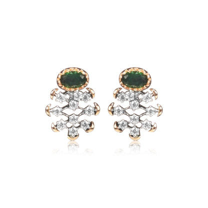 Gold Finish Emerald Stone Necklace Set - Fine One Jewels