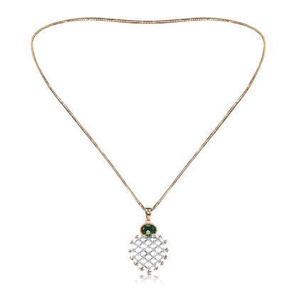 Gold Finish Emerald Stone Necklace Set - Fine One Jewels