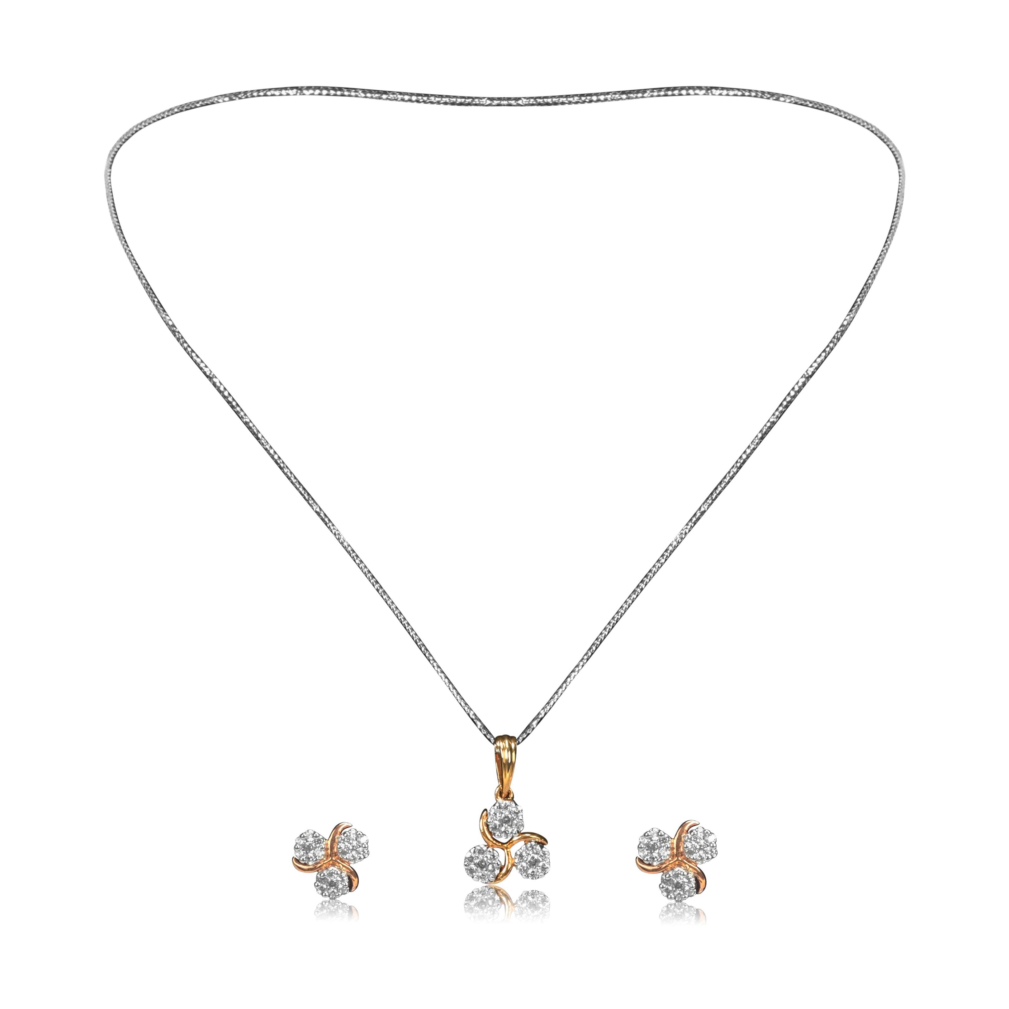 Three Stone Gold Necklace Set - Fine One Jewels