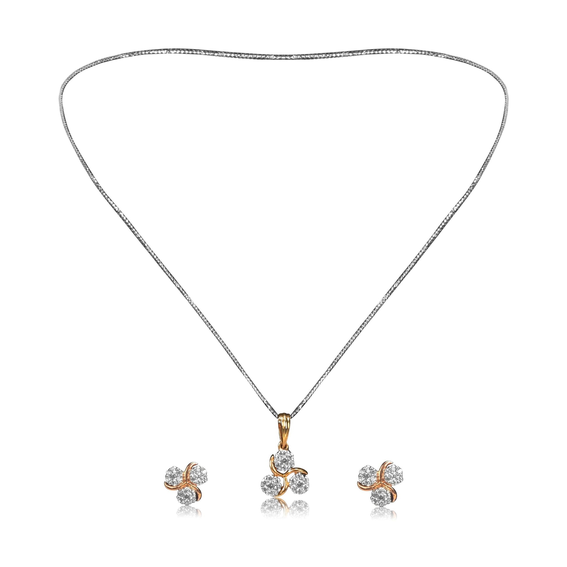 Three Stone Gold Necklace Set - Fine One Jewels