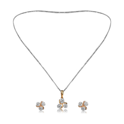 Three Stone Gold Necklace Set - Fine One Jewels