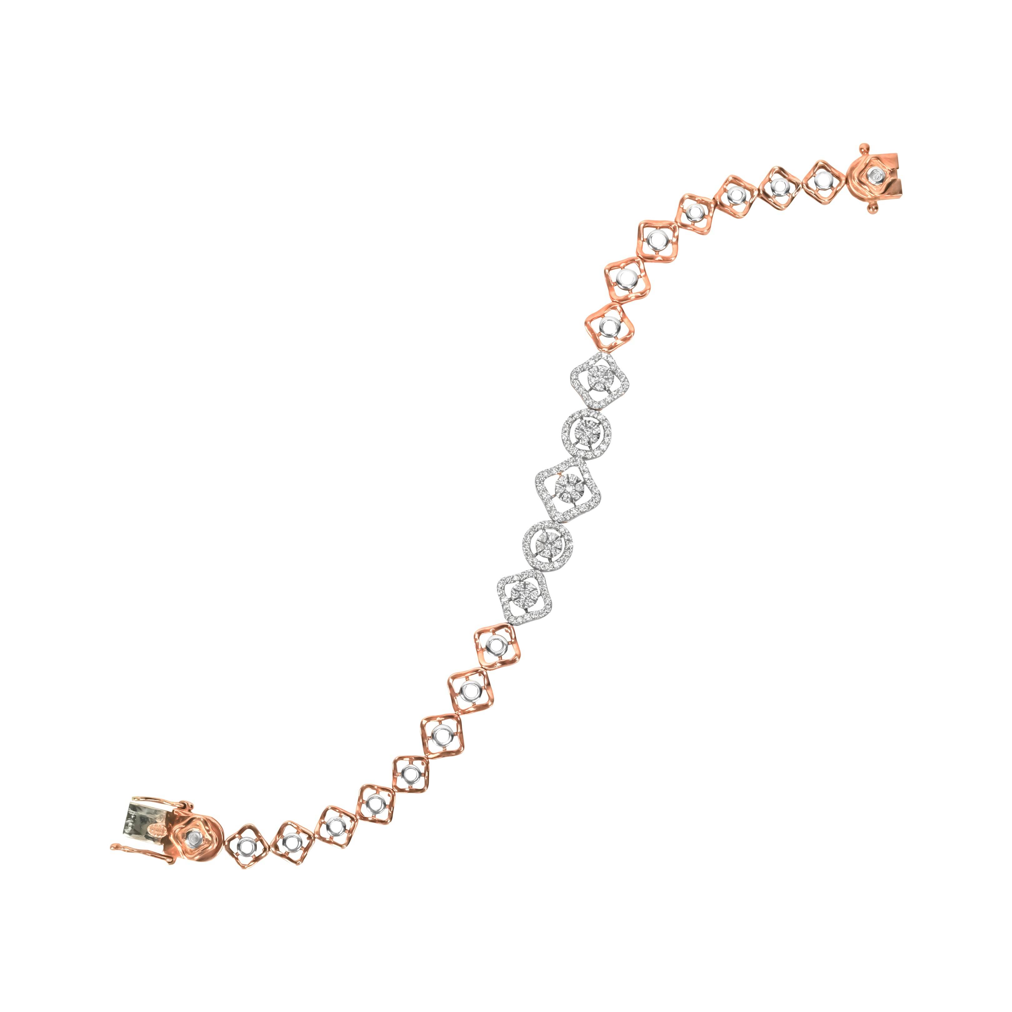 Regal Geometric Diamond Rose Gold Bracelet - Fine One Jewels