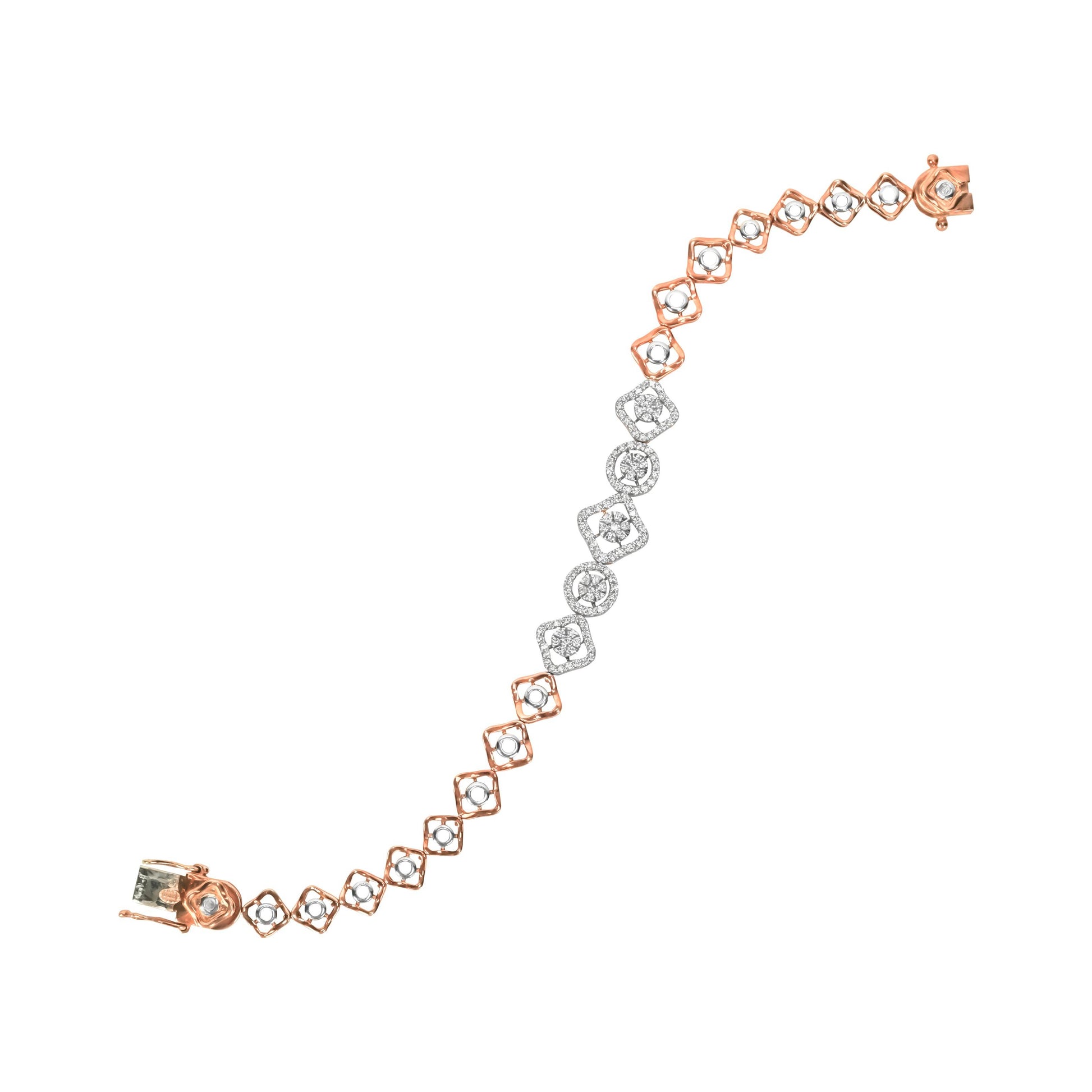 Regal Geometric Diamond Rose Gold Bracelet - Fine One Jewels