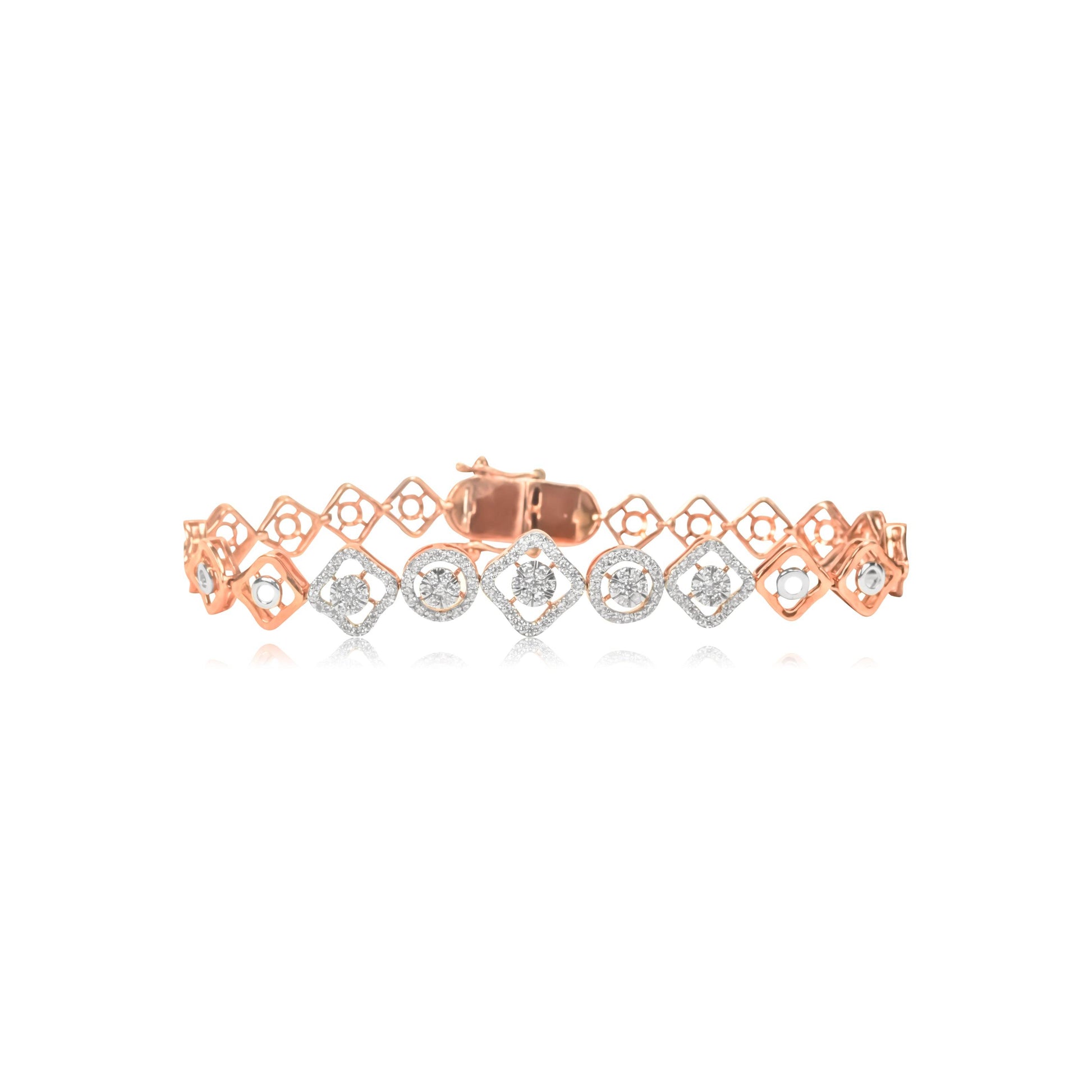 Regal Geometric Diamond Rose Gold Bracelet - Fine One Jewels