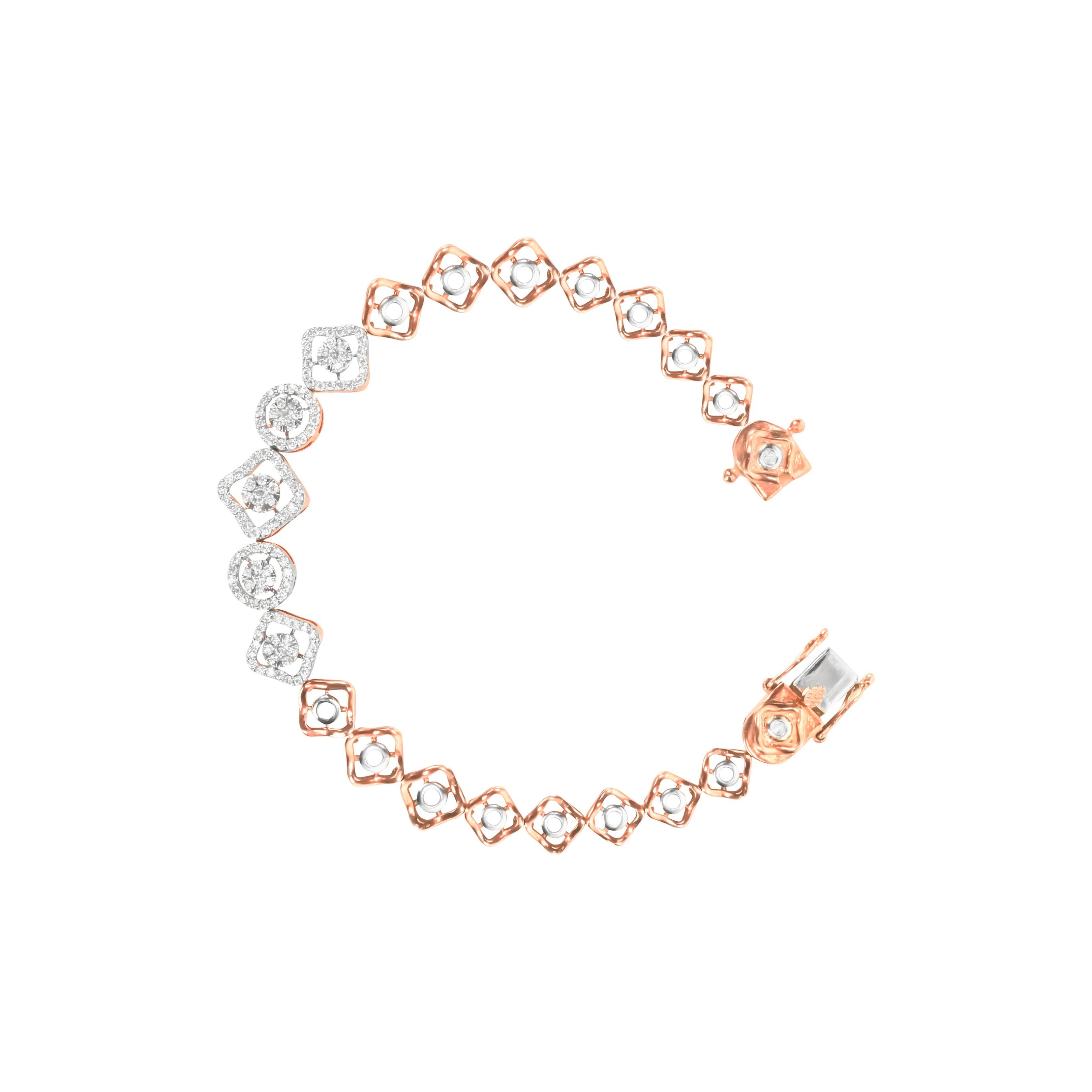 Regal Geometric Diamond Rose Gold Bracelet - Fine One Jewels
