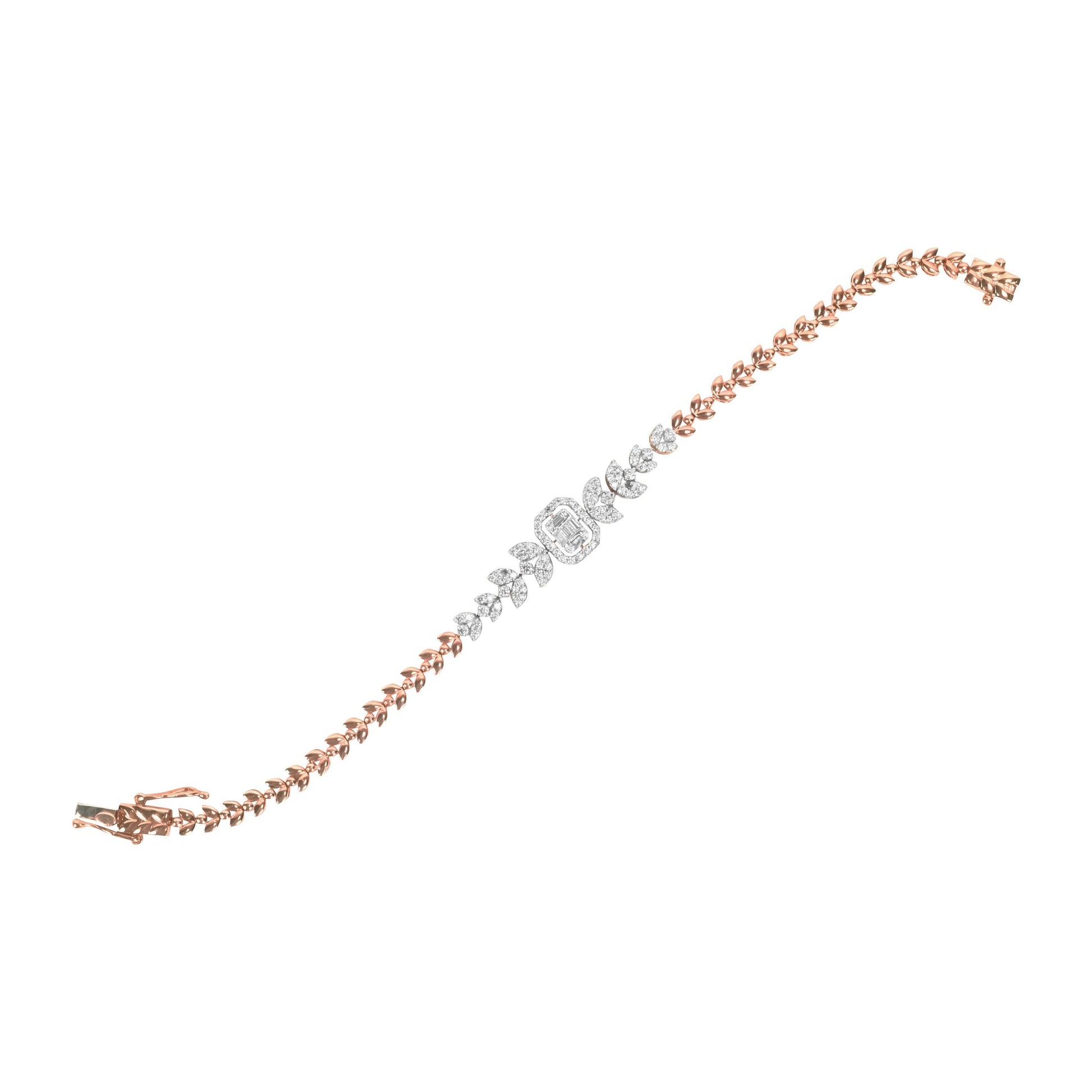 Rose Gold Leaf Diamond Bracelet - Fine One Jewels