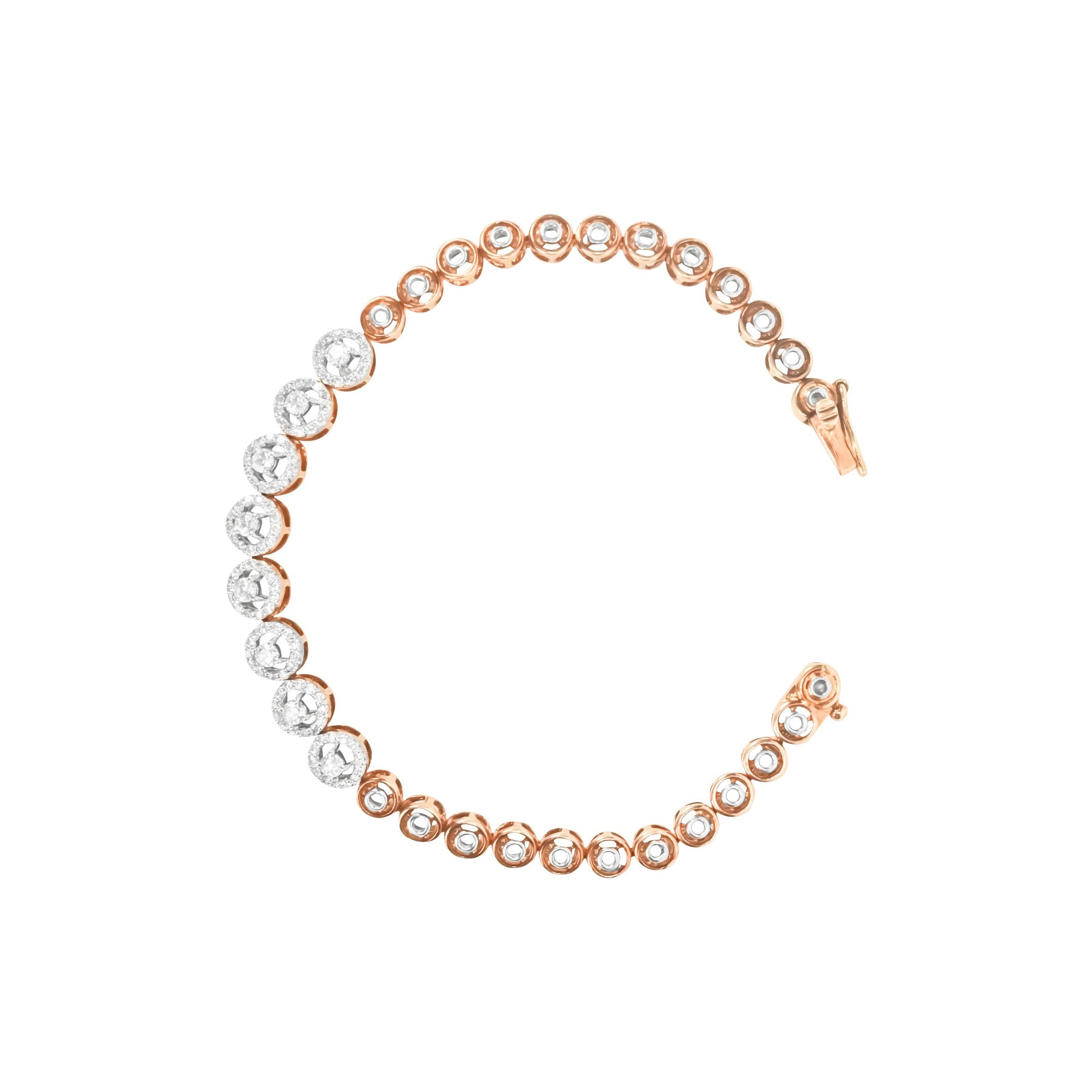 Classic Halo Rose Gold Diamond Bracelet - Fine One Jewels