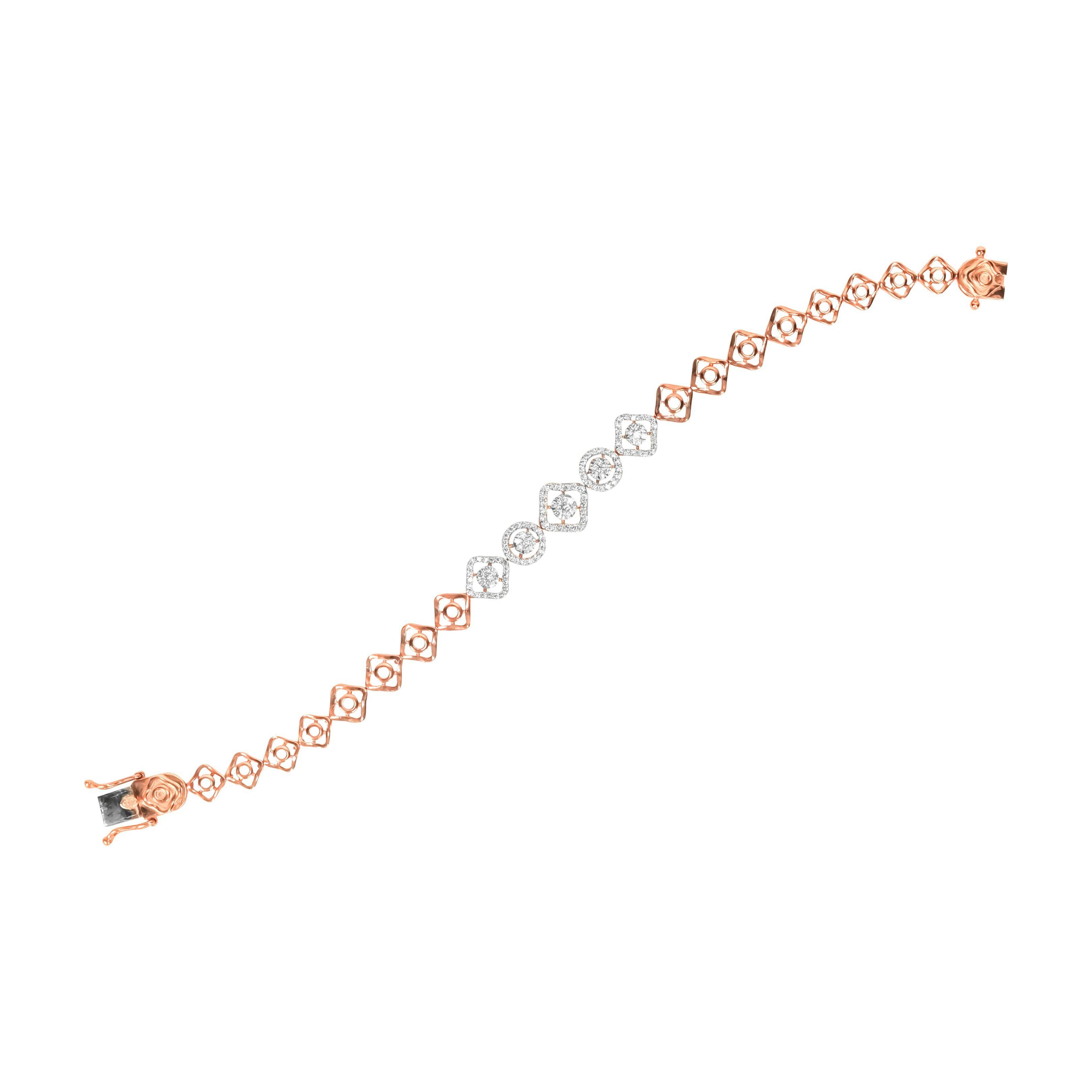 Rose Gold Geometric Diamond Bracelet - Fine One Jewels