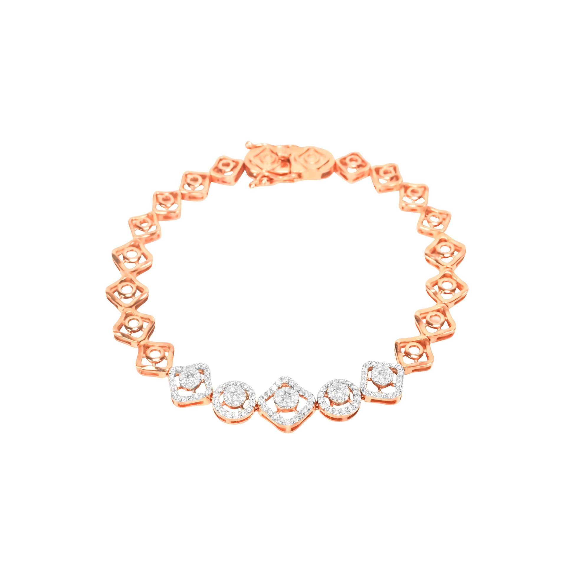 Rose Gold Geometric Diamond Bracelet - Fine One Jewels