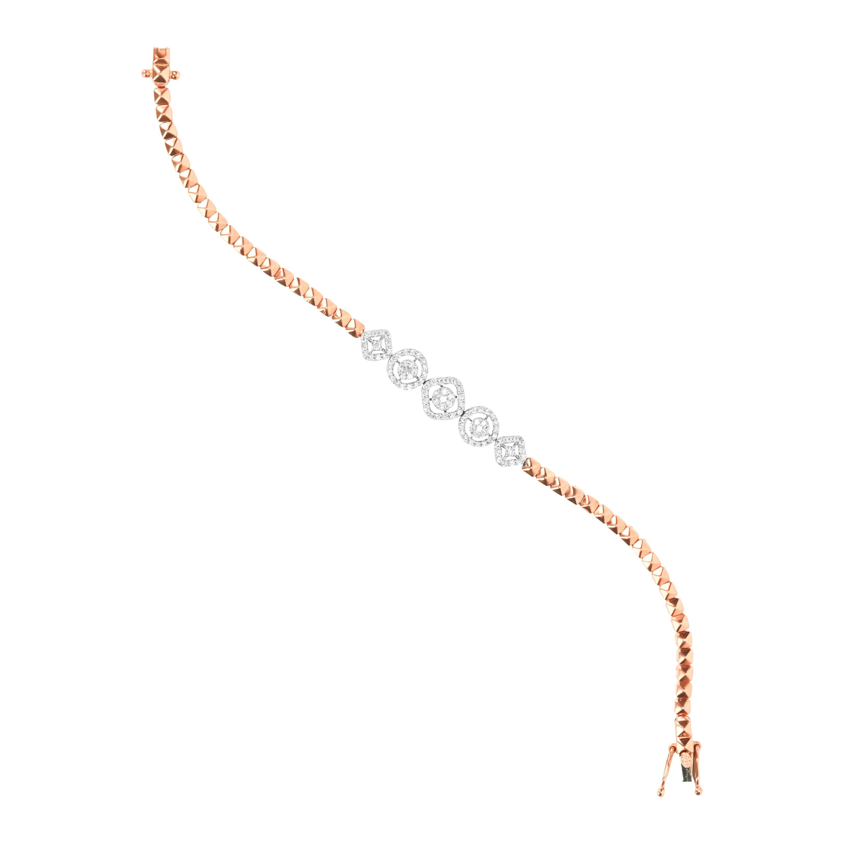 Textured Rose Gold Diamond Bracelet - Fine One Jewels