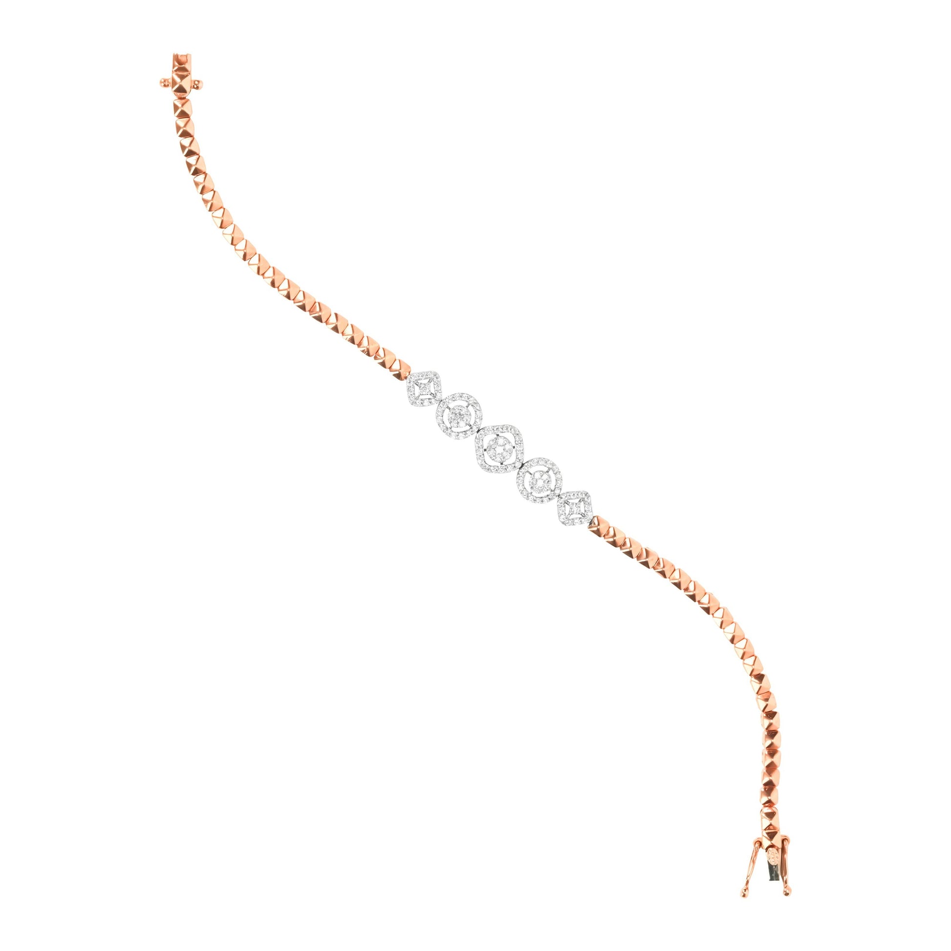 Textured Rose Gold Diamond Bracelet - Fine One Jewels