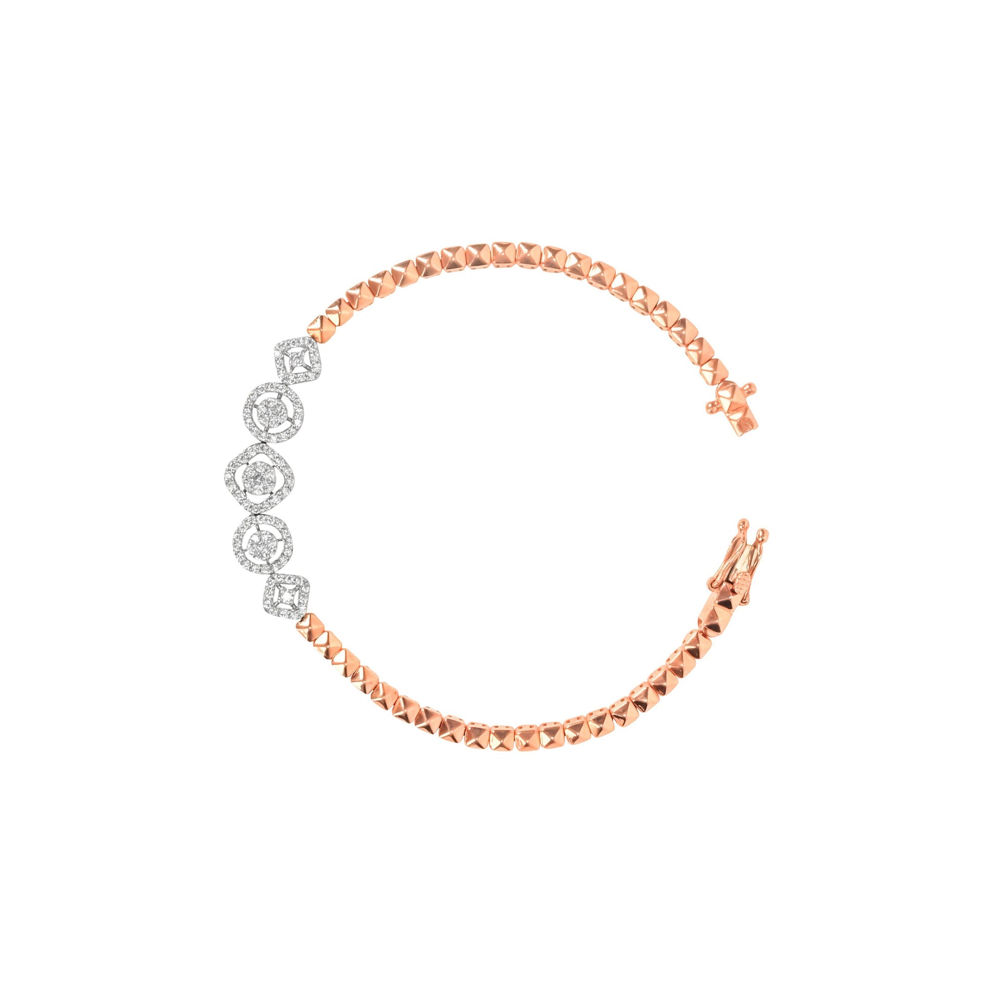 Textured Rose Gold Diamond Bracelet - Fine One Jewels