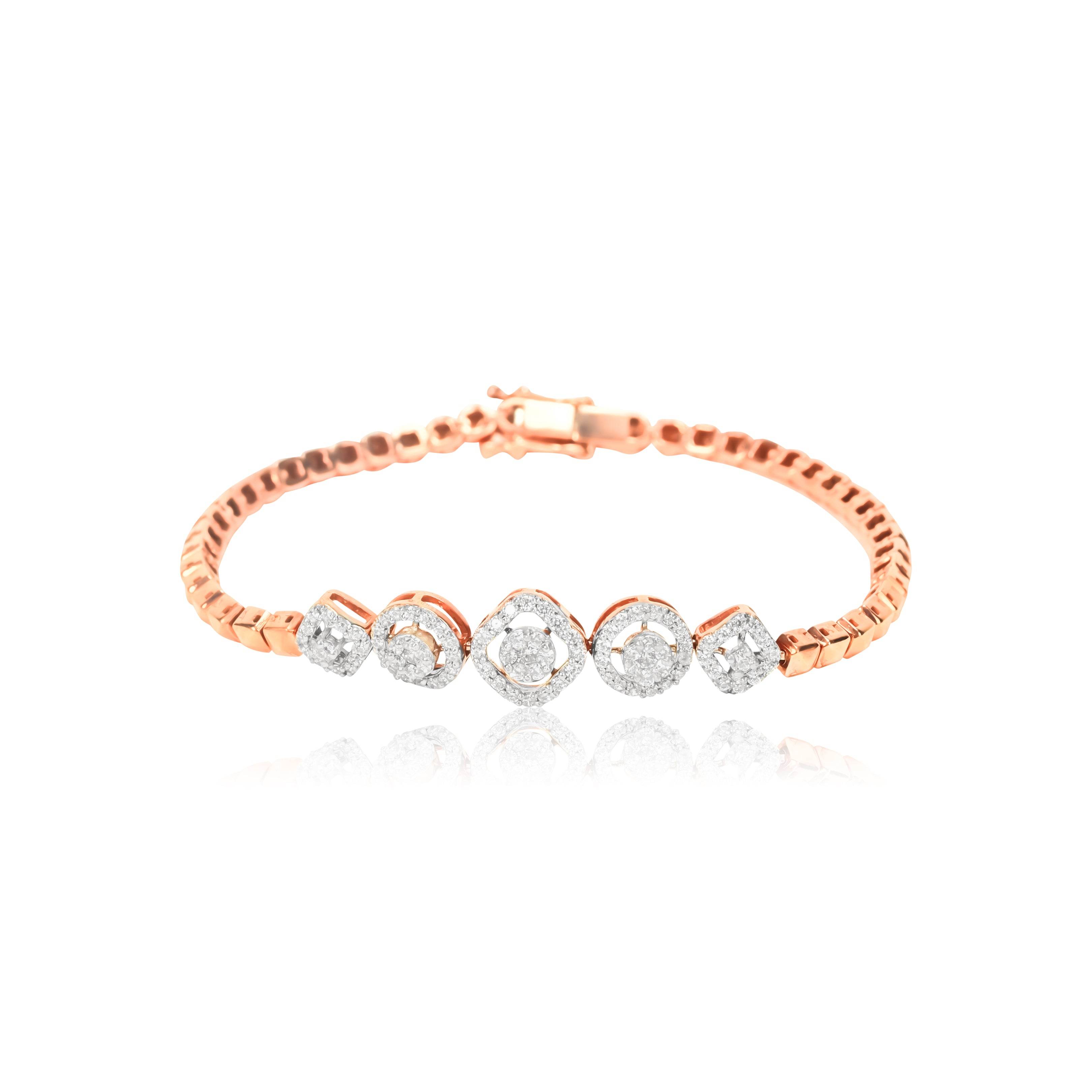 Textured Rose Gold Diamond Bracelet - Fine One Jewels