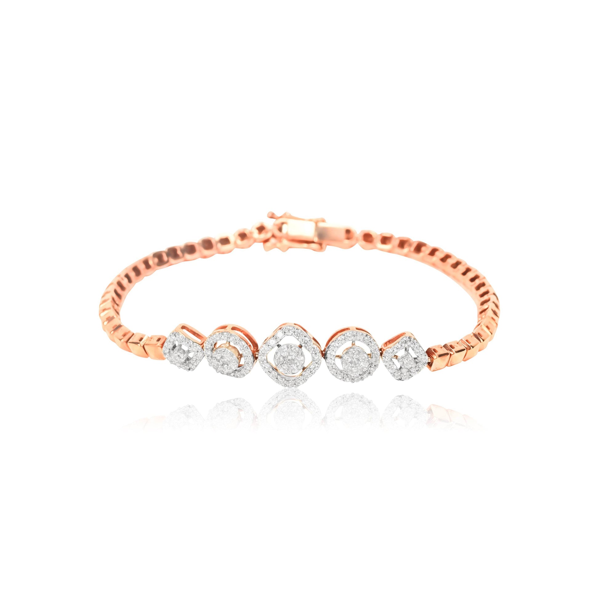 Textured Rose Gold Diamond Bracelet - Fine One Jewels