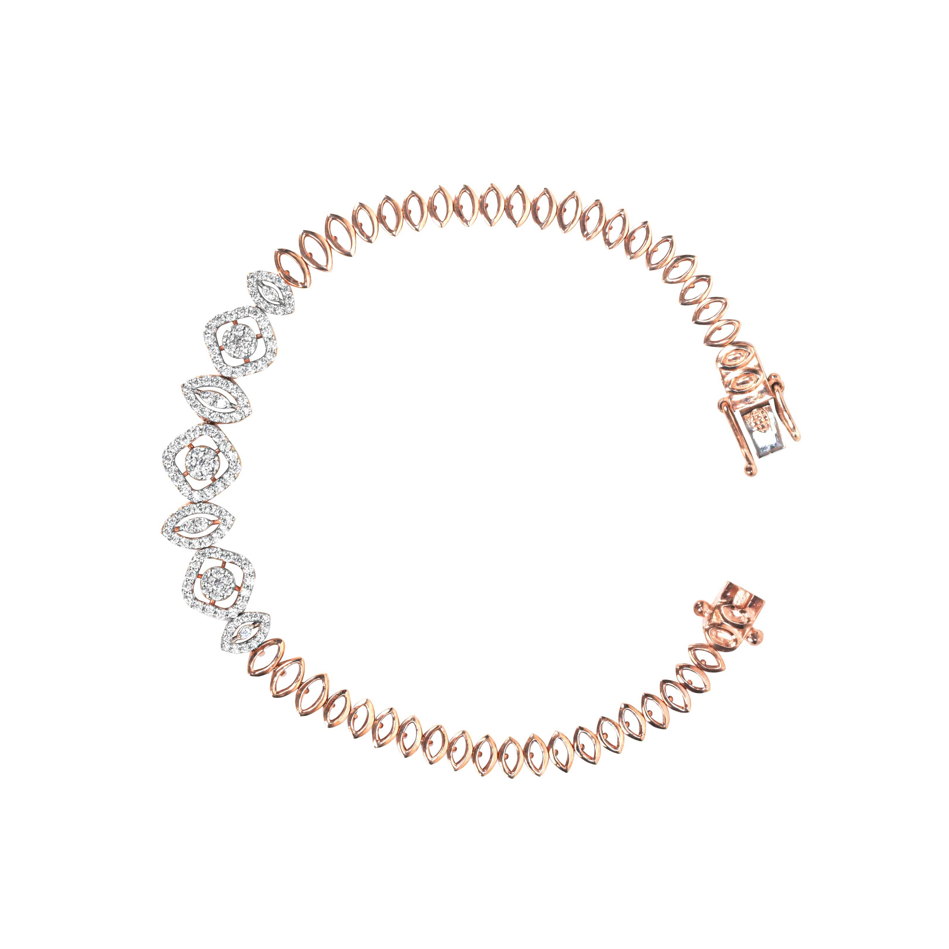 Luxe Marquise Diamond Rose Gold Bracelet - Fine One Jewels