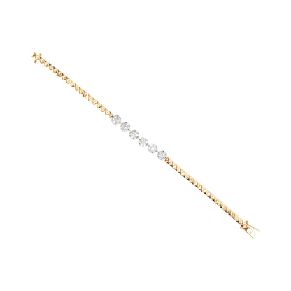Gold-Tone Textured Bracelet with Genuine Diamonds - Fine One Jewels