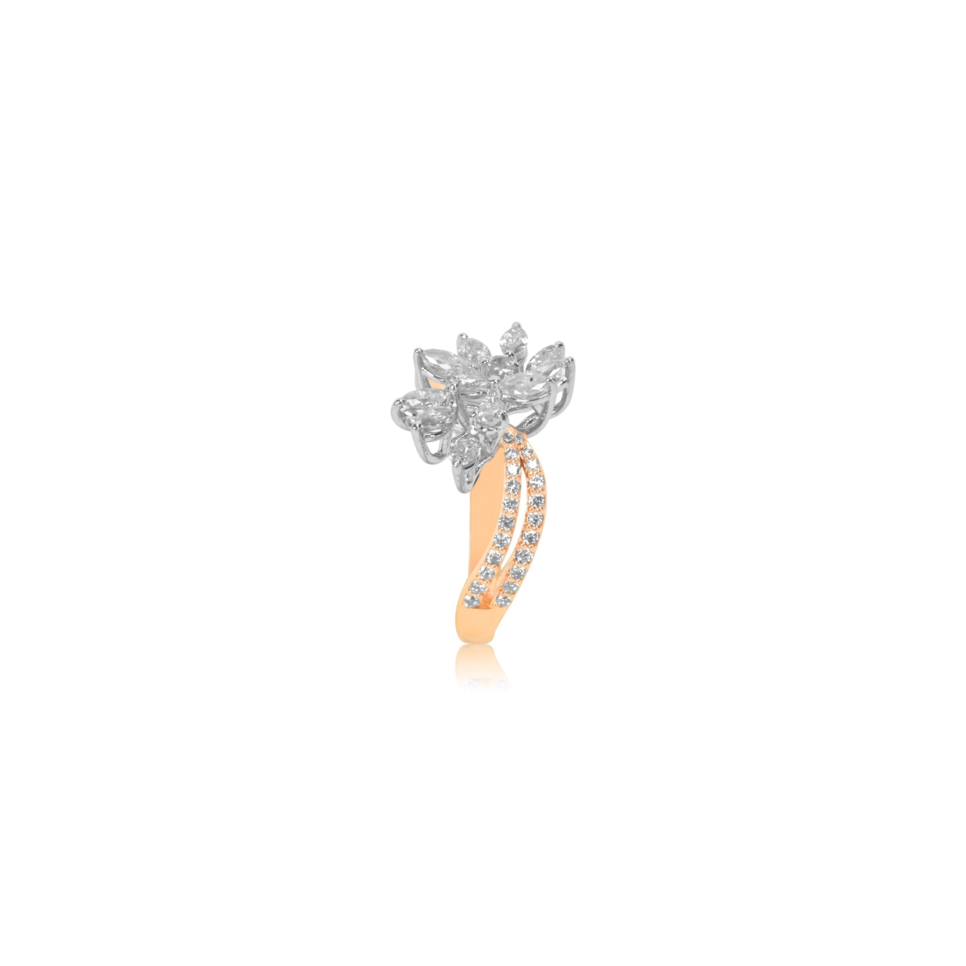 Twin Bloom Rose Gold Diamond Ring - Fine One Jewels