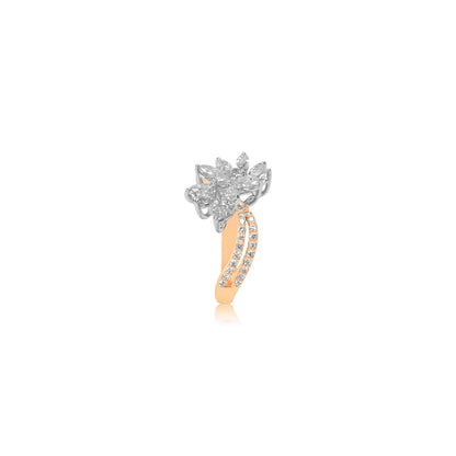 Twin Bloom Rose Gold Diamond Ring - Fine One Jewels