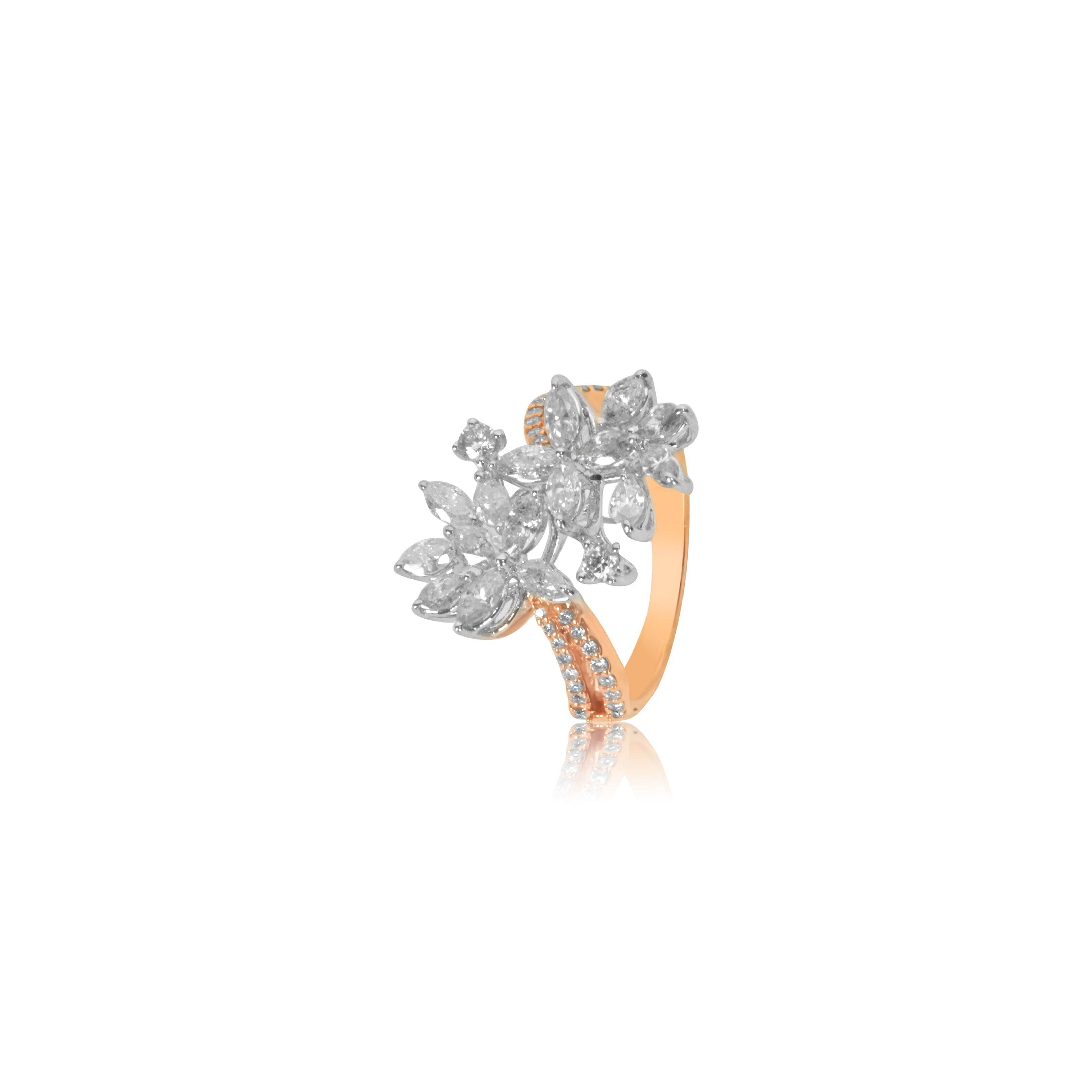 Twin Bloom Rose Gold Diamond Ring - Fine One Jewels