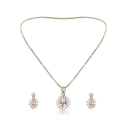 Teardrop Gold Necklace Set with Pure Diamond - Fine One Jewels